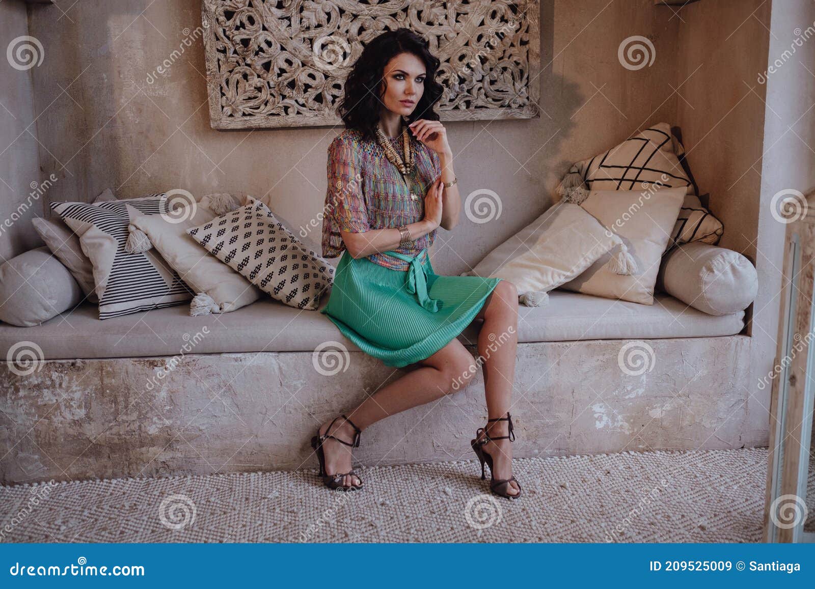 Woman In Room In Moroccan Style Fashion Harem Stock Image Image Of Brunette Hair 209525009