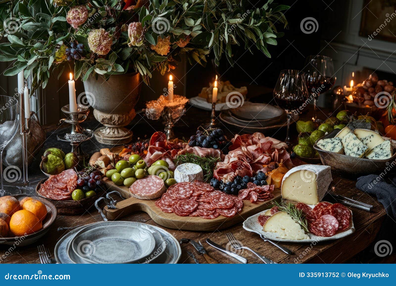 a beautiful spread of gourmet meats, cheeses and fruits creates a warm and inviting atmosphere. perfect for gatherings