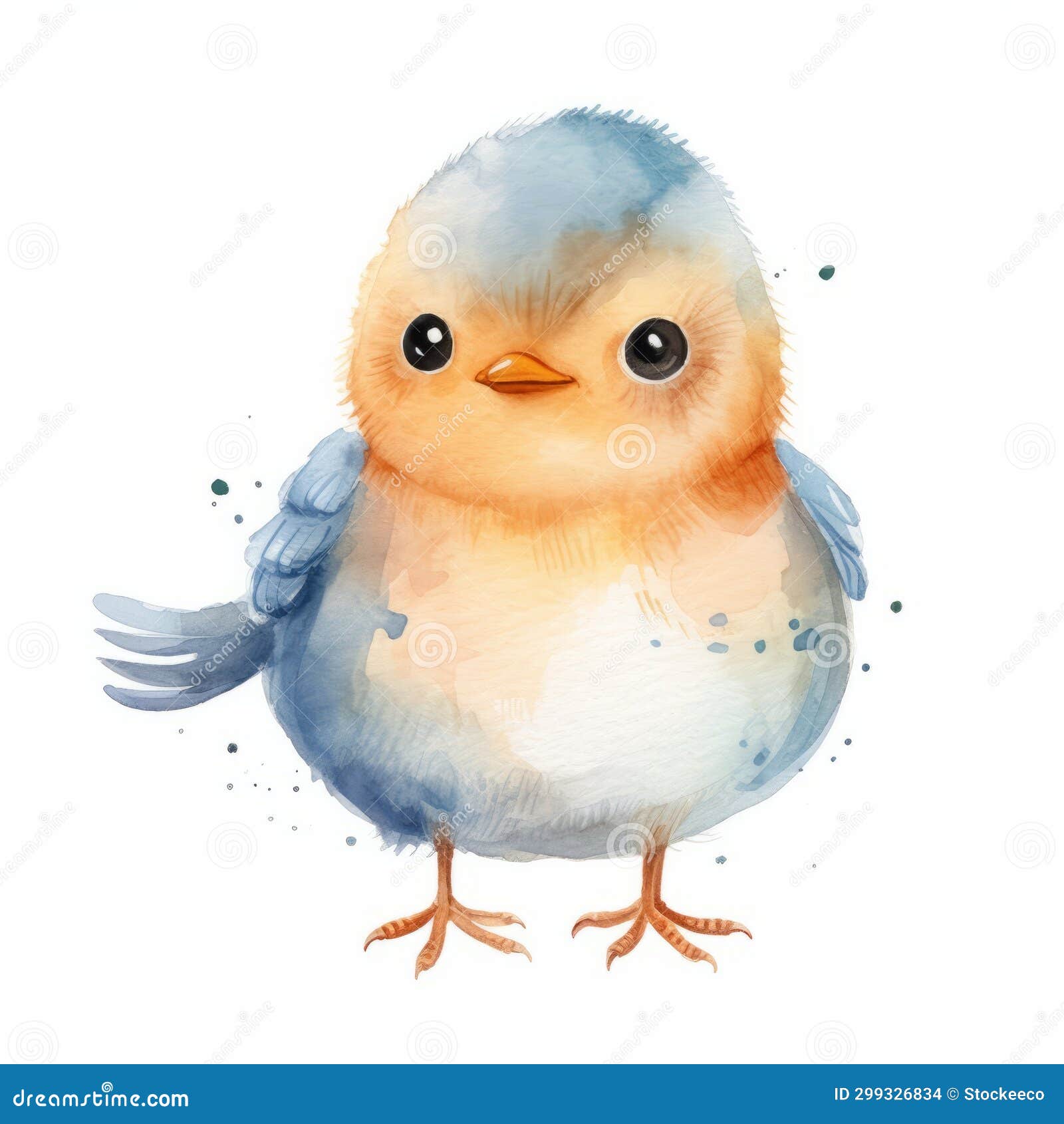 Charming Watercolor Illustration of a Cute Baby Bird Stock Illustration ...