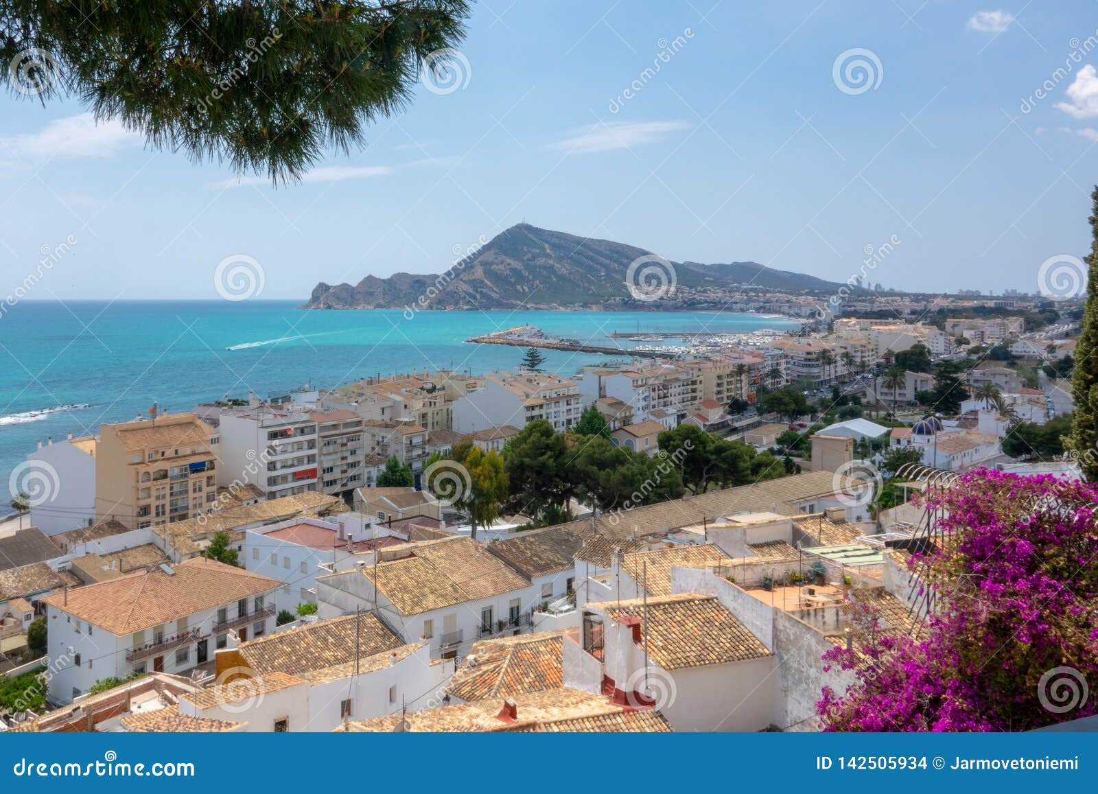 view to the sea and charming white village altea in costa blanca spain