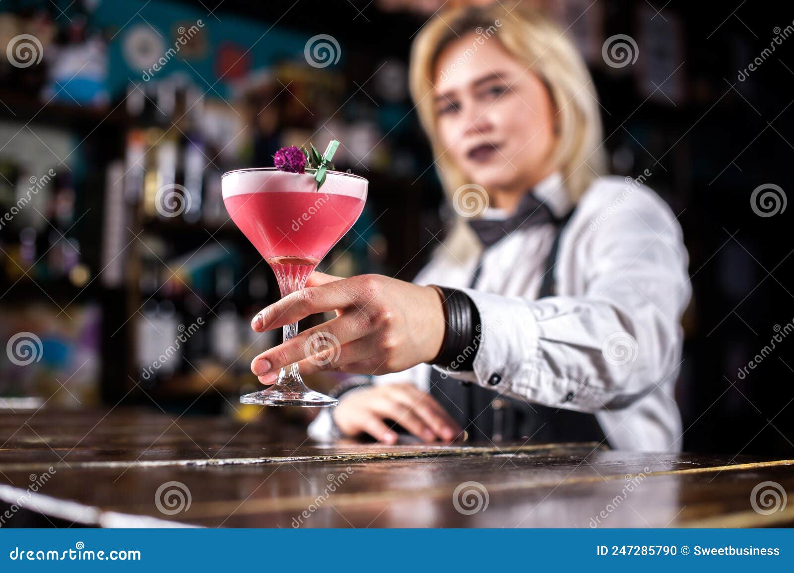 Charming Woman Barman Mixes a Cocktail Stock Photo - Image of weekend ...