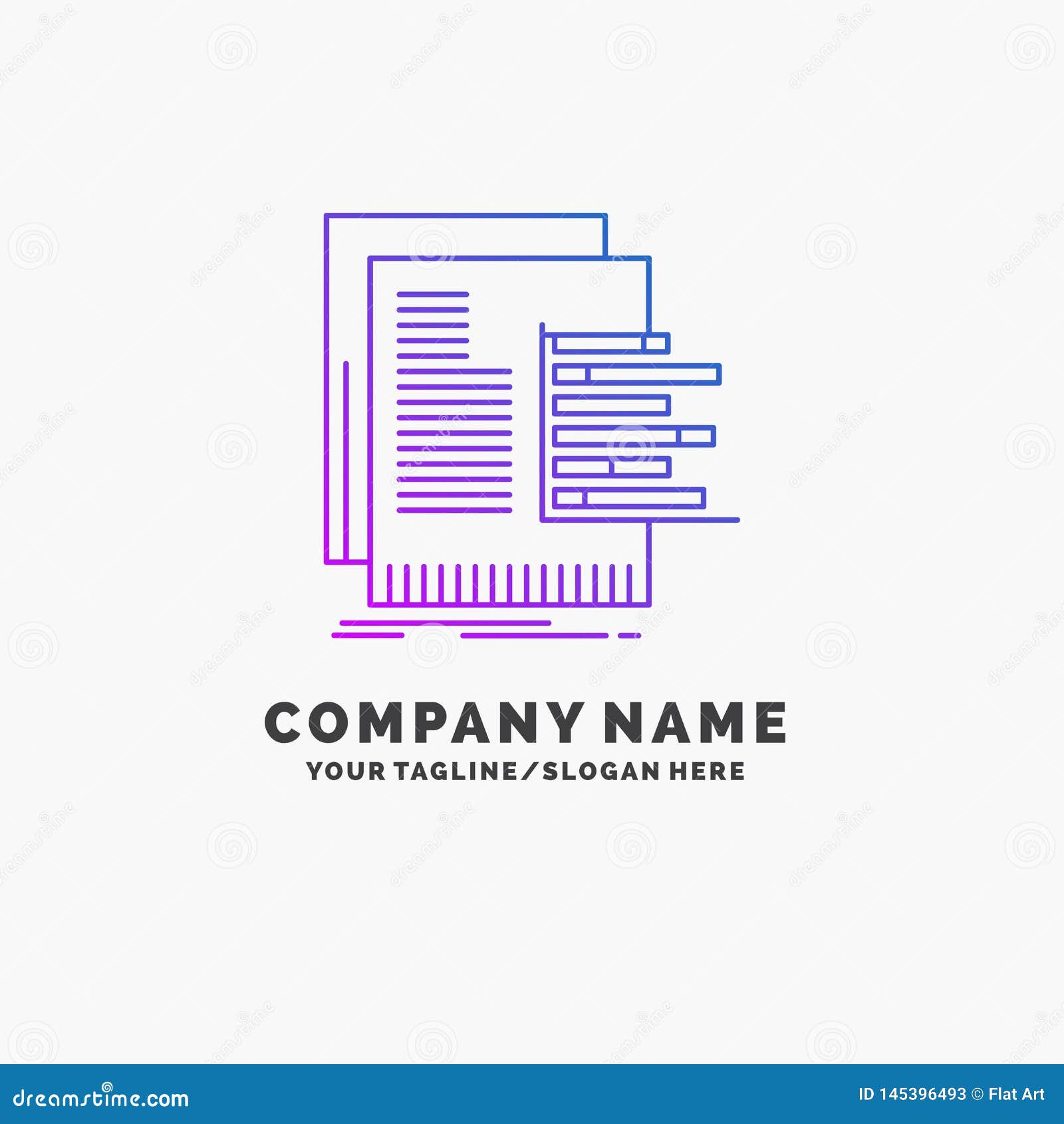 chart, data, graph, reports, valuation purple business logo template. place for tagline