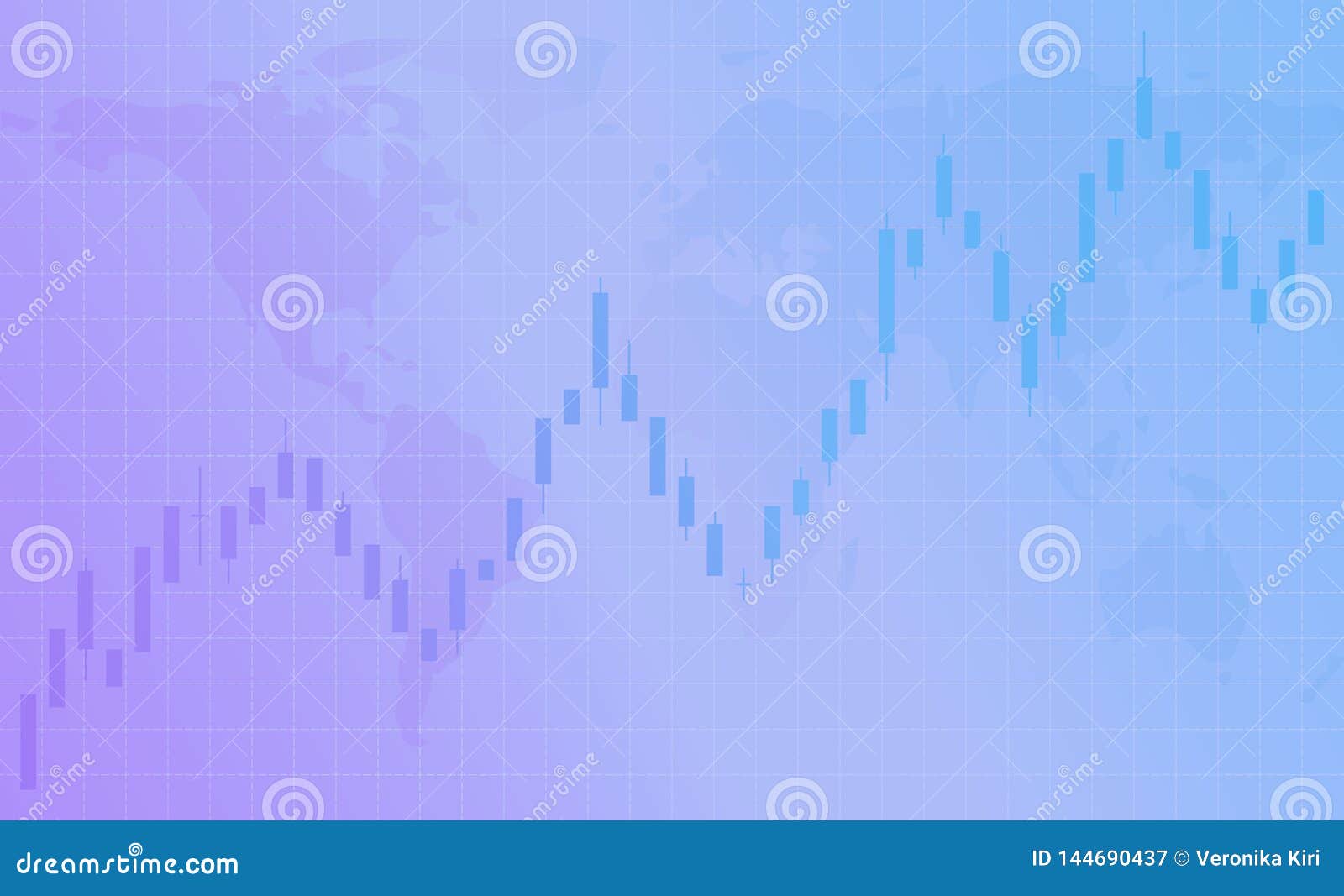 Chart Of Forex Candles Stock Market Purple Background With Grid - 