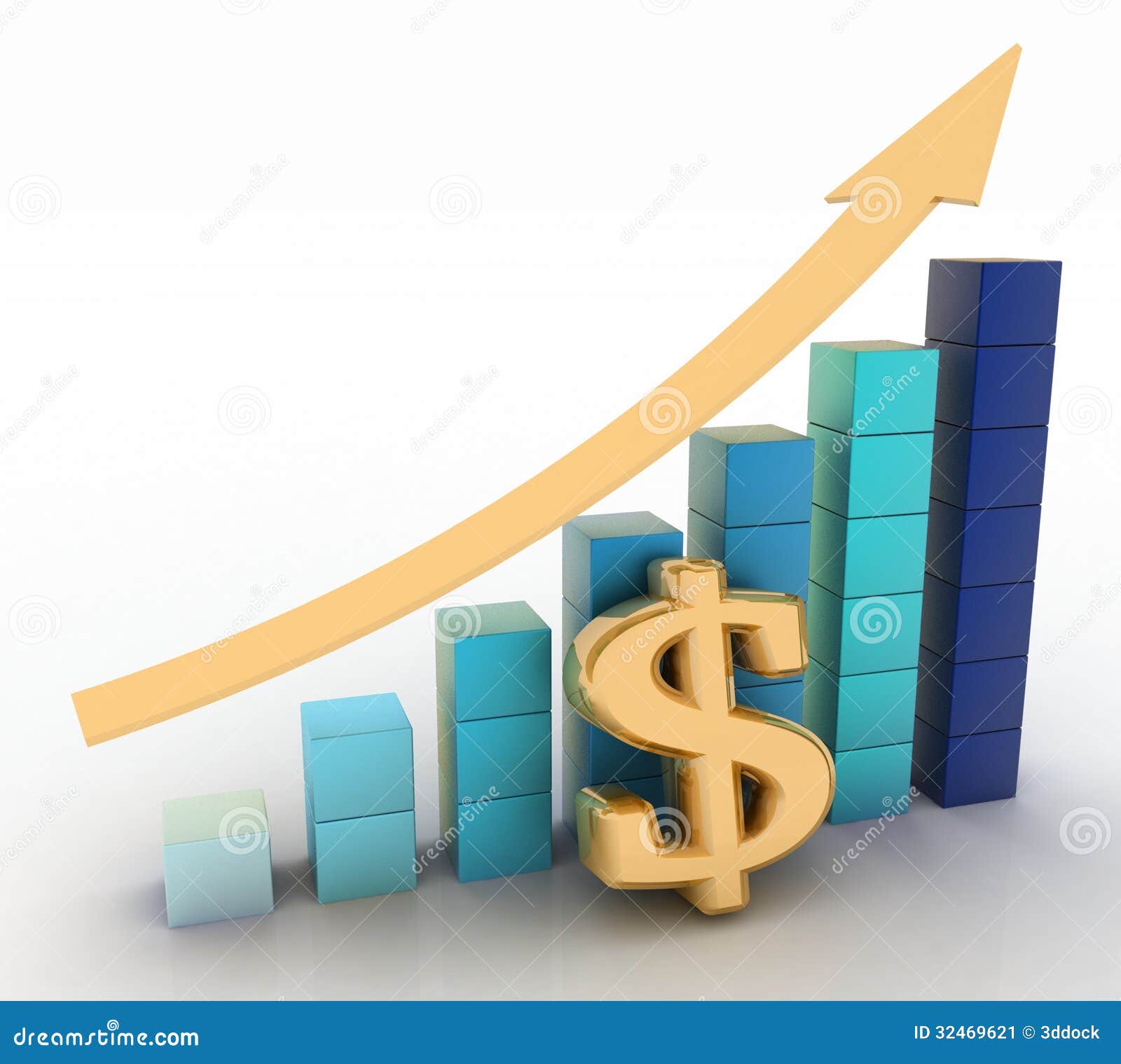 Chart of Height with a Arrow and Sign of Dollar Stock Illustration