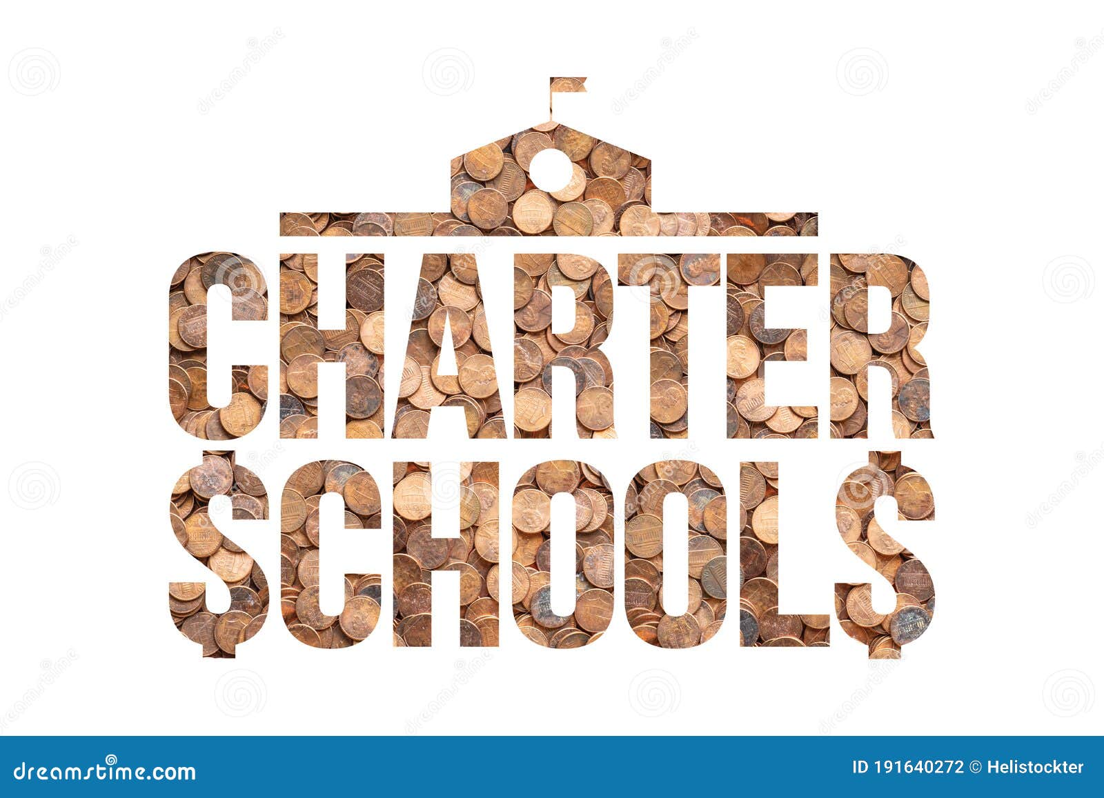 charter schools profit from public education funds, pennies concept