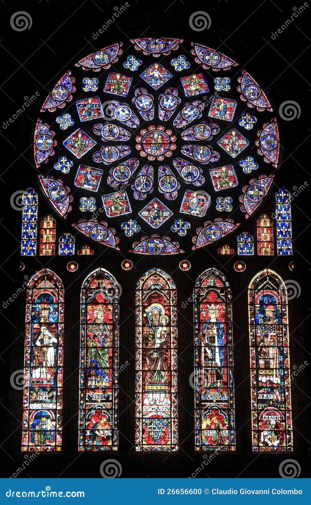 Chartres Cathedral Stained Glass Window Stock Photo