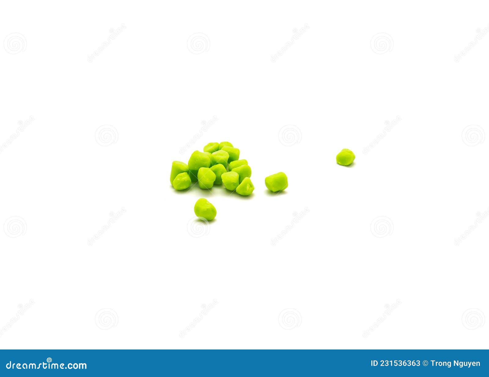 Chartreuse Color Crappie Bites Isolated on White Background Stock