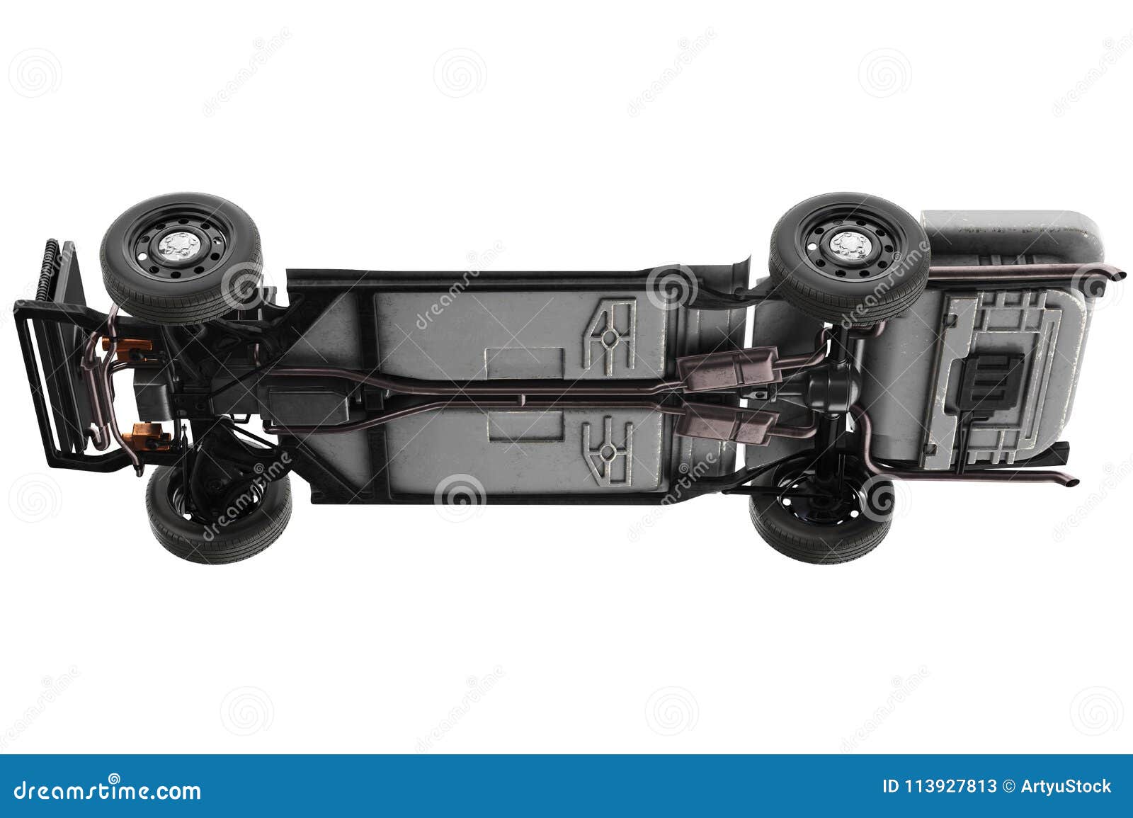Chassis frame with wheel stock illustration. Illustration of chassis