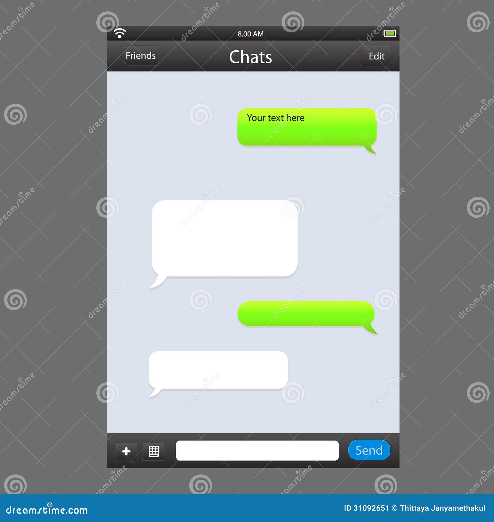 chat application template can place your own text message boxes 31092651