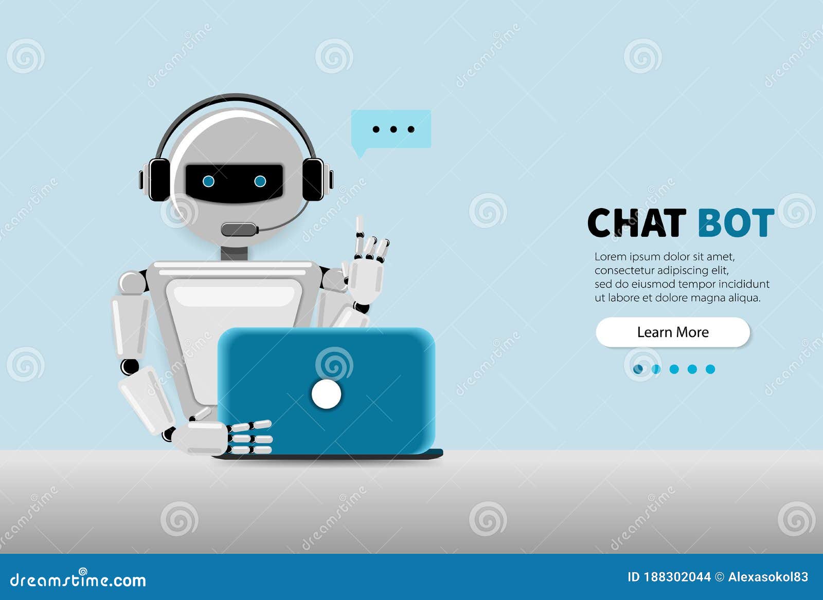 Chat Bot Using Laptop Computer, Robot Virtual Assistance of site or