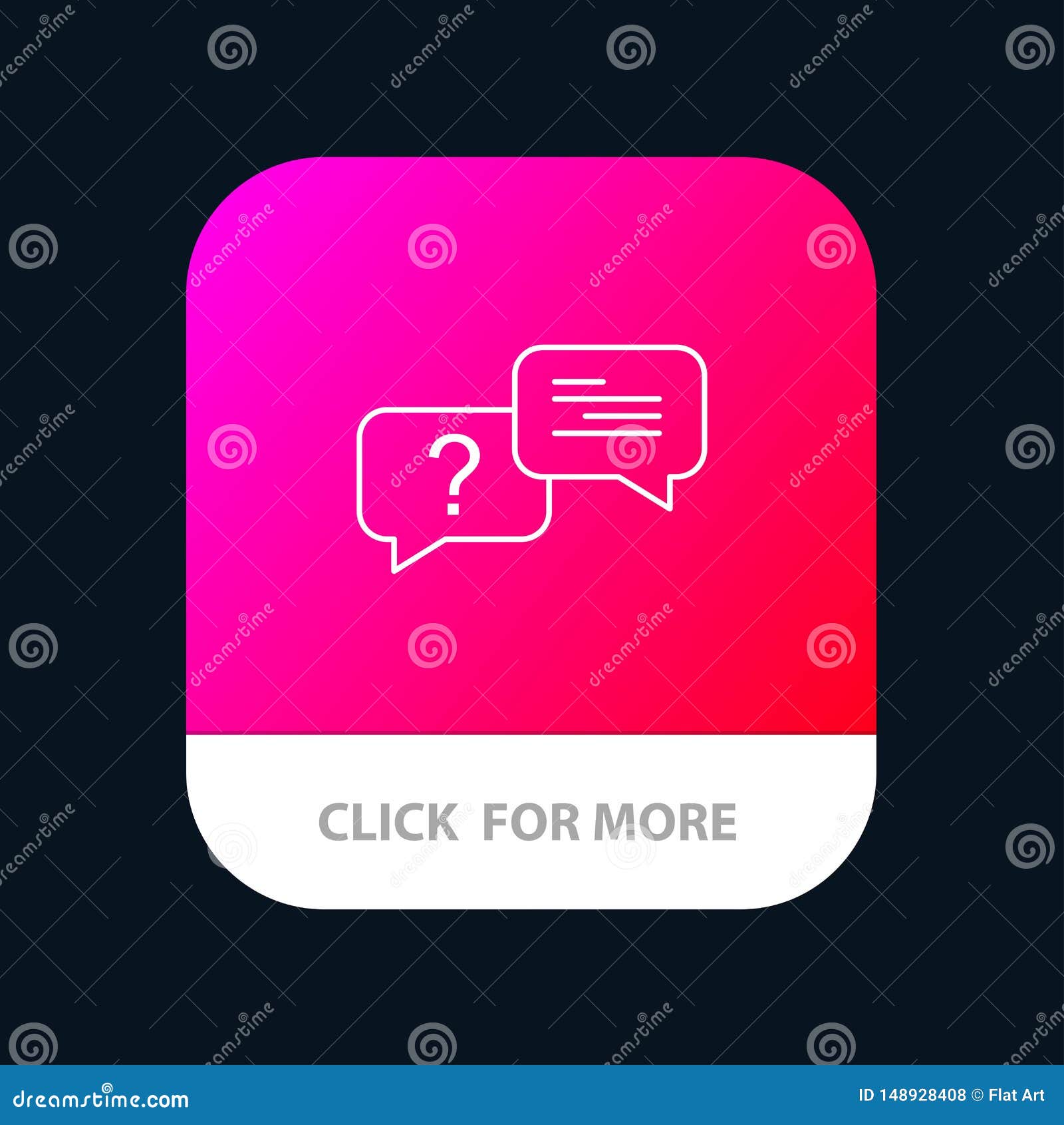 Chat, Bubble, Popup, Message Mobile App Button. Android and IOS Line