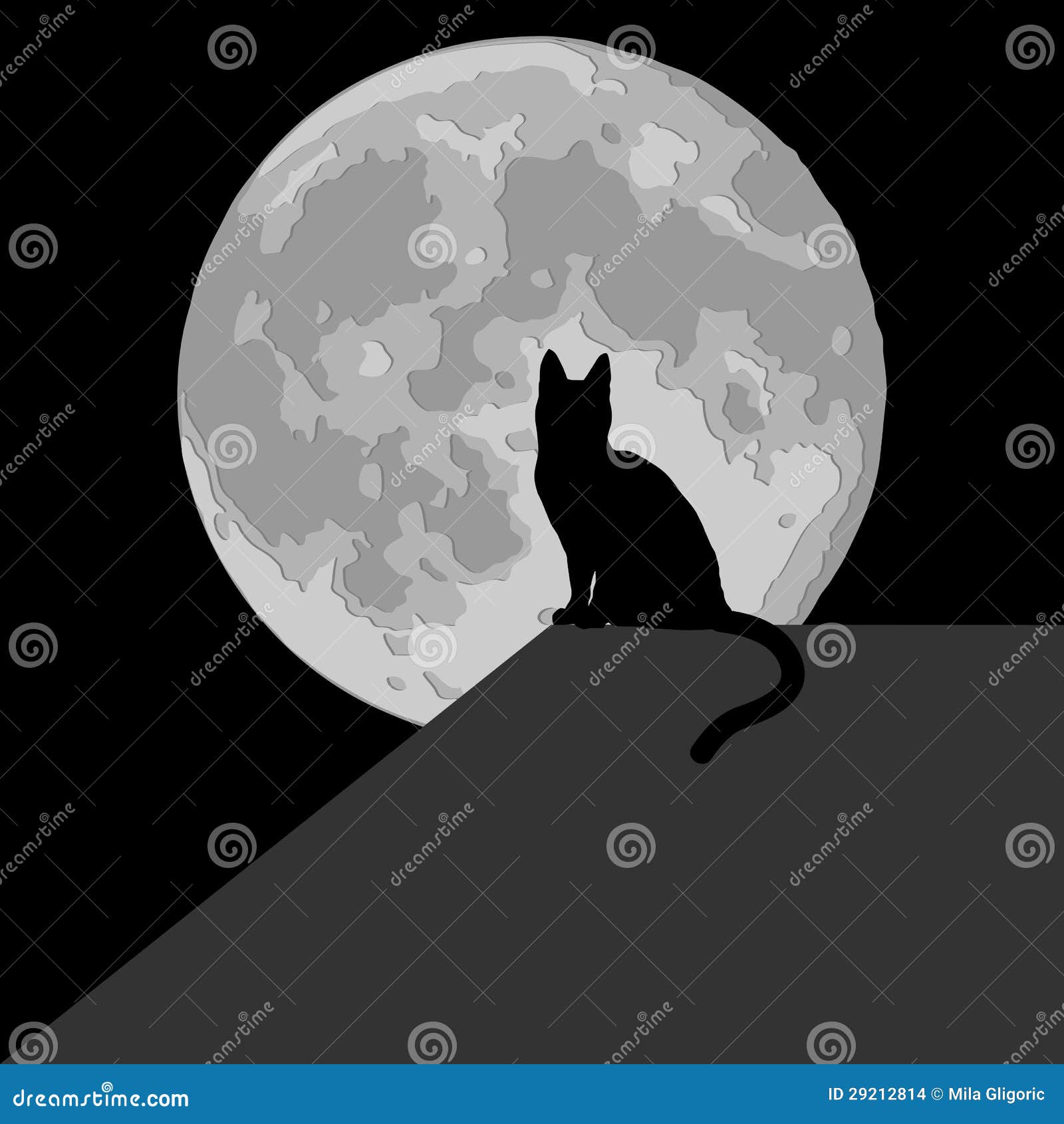 Chat Dans Le Clair De Lune Illustration De Vecteur Illustration Du Moonlight