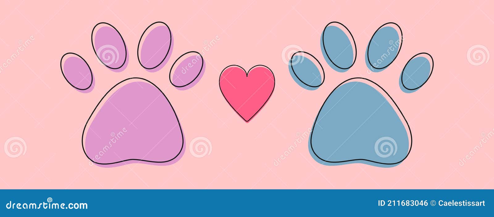 empreinte de patte de chien ou de chat et coeur dans le logo de