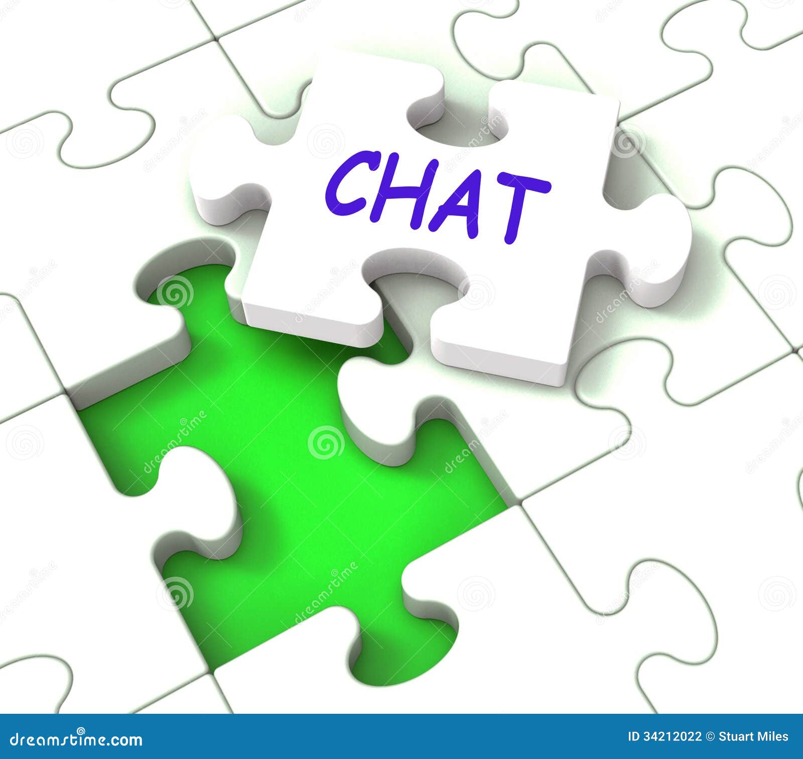 Chat Jigsaw Shows Chatting Talking Typing or Texting Stock Illustration