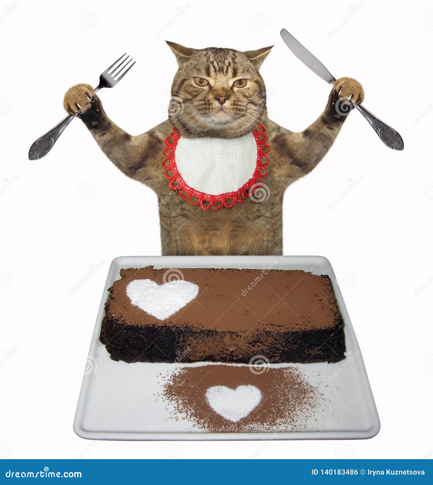 Chat Mangeant Un Gateau De Chocolat Photo Stock Image Du Nourriture Positionnement