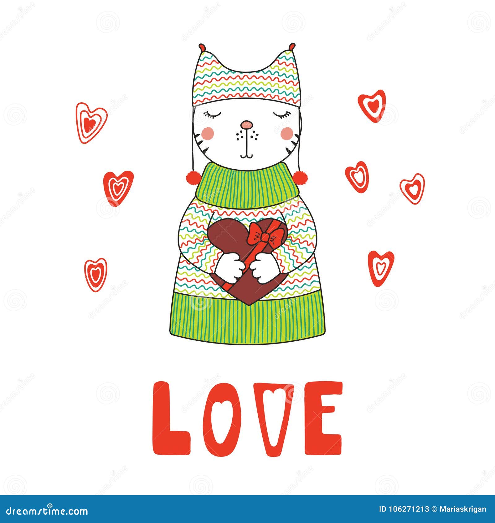 Chat Mignon Avec Un Coeur Illustration De Vecteur