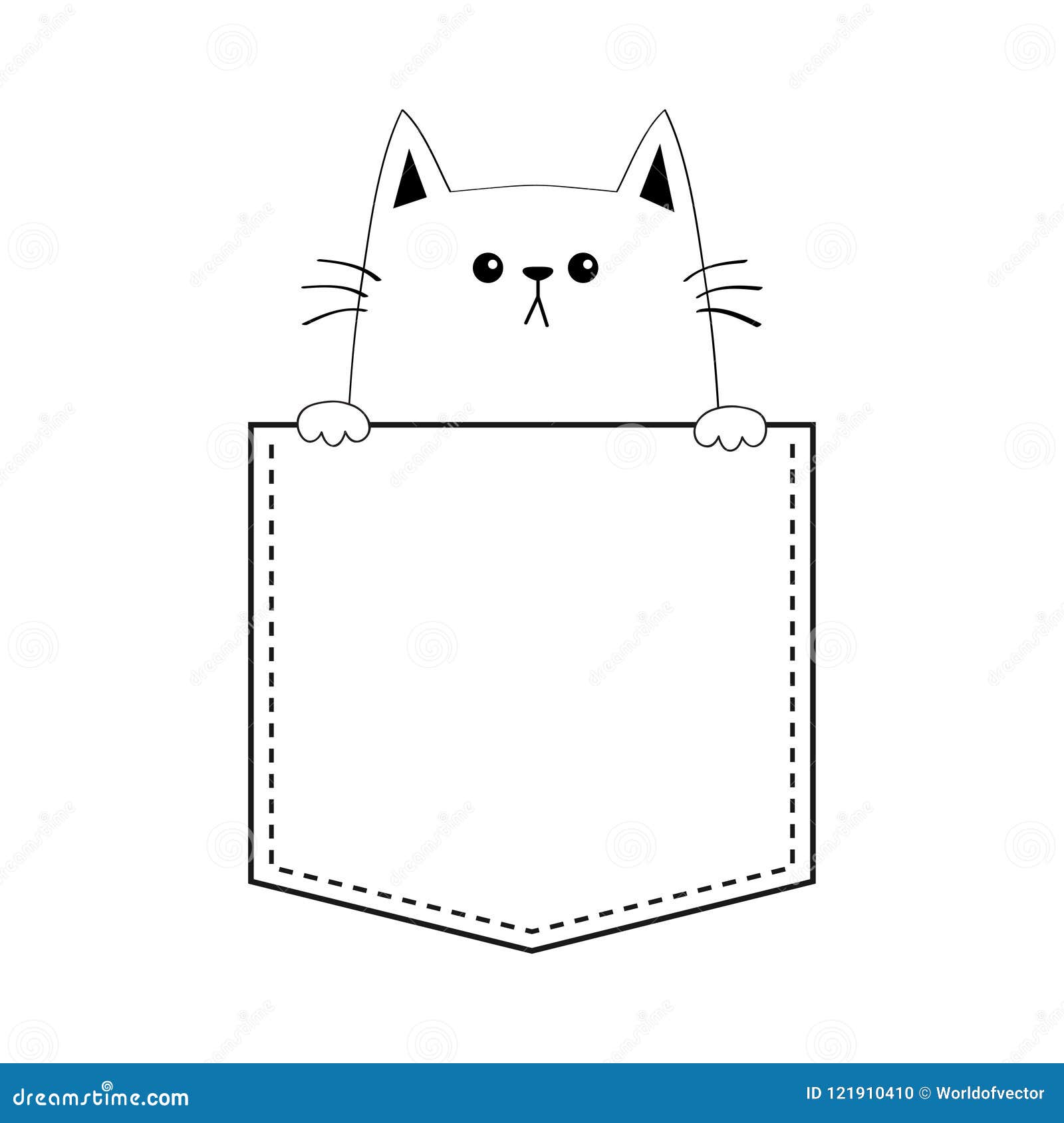 Chat Mignon Dans La Poche Tenir Des Mains De Patte Croquis Lineaire De Decoupe De Griffonnage Animaux De Dessin Anime Caractere D Illustration De Vecteur Illustration Du Visage Prise