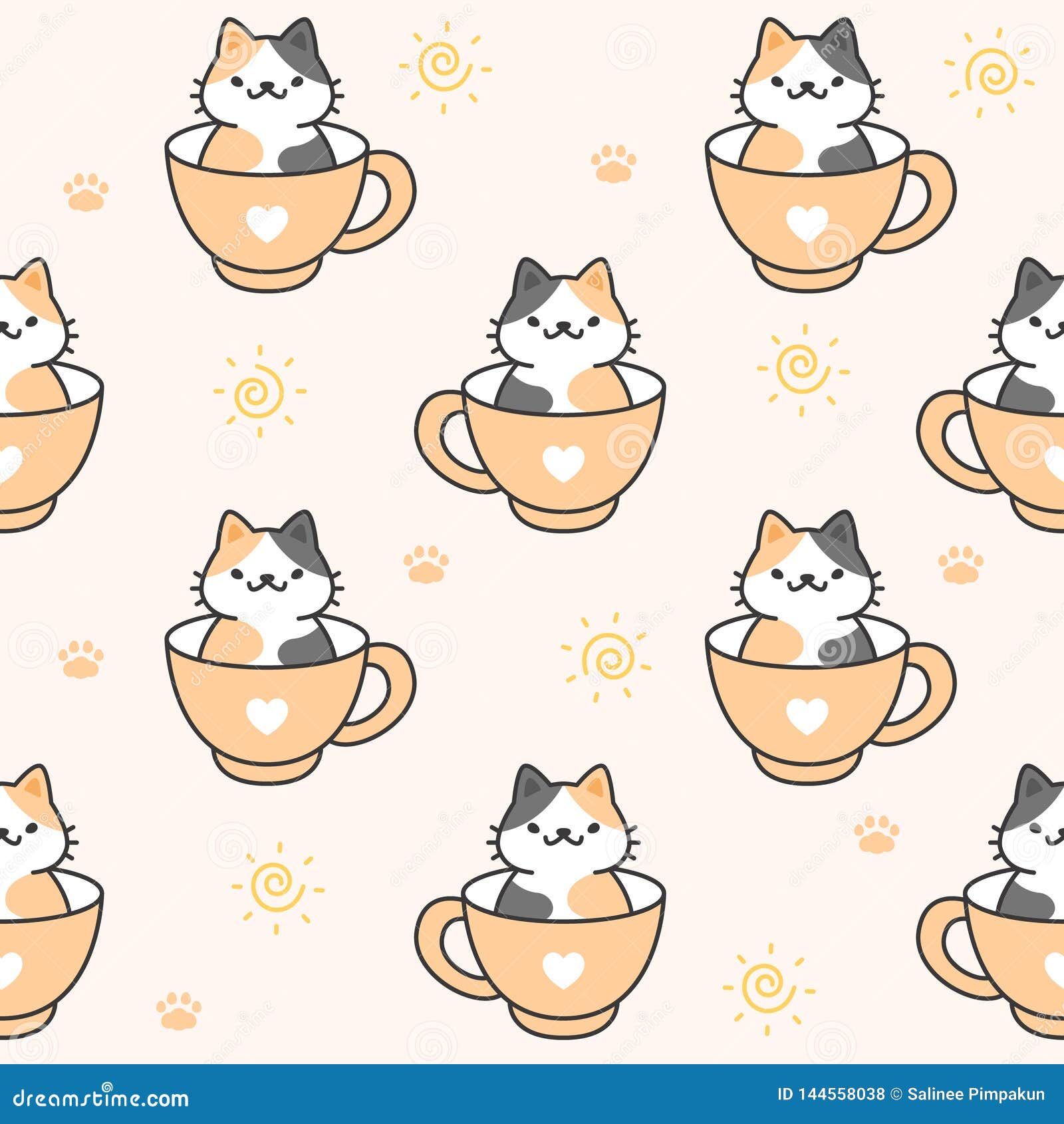 Chat Mignon Dans Une Tasse De Fond Sans Couture De Modele De Cafe Illustration De Vecteur Illustration Du Element Adorable Chat Mignon Dans Une Tasse De Fond Sans Couture De Modele De Cafe Illustration De Vecteur Illustration Du Element Adorable