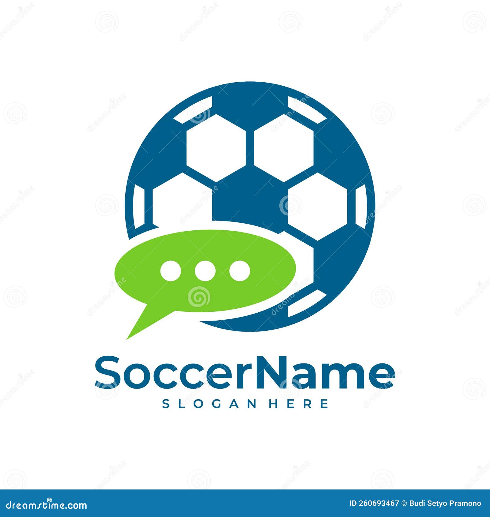 Chat Soccer Logo Template, Football Logo Design Vector Stock