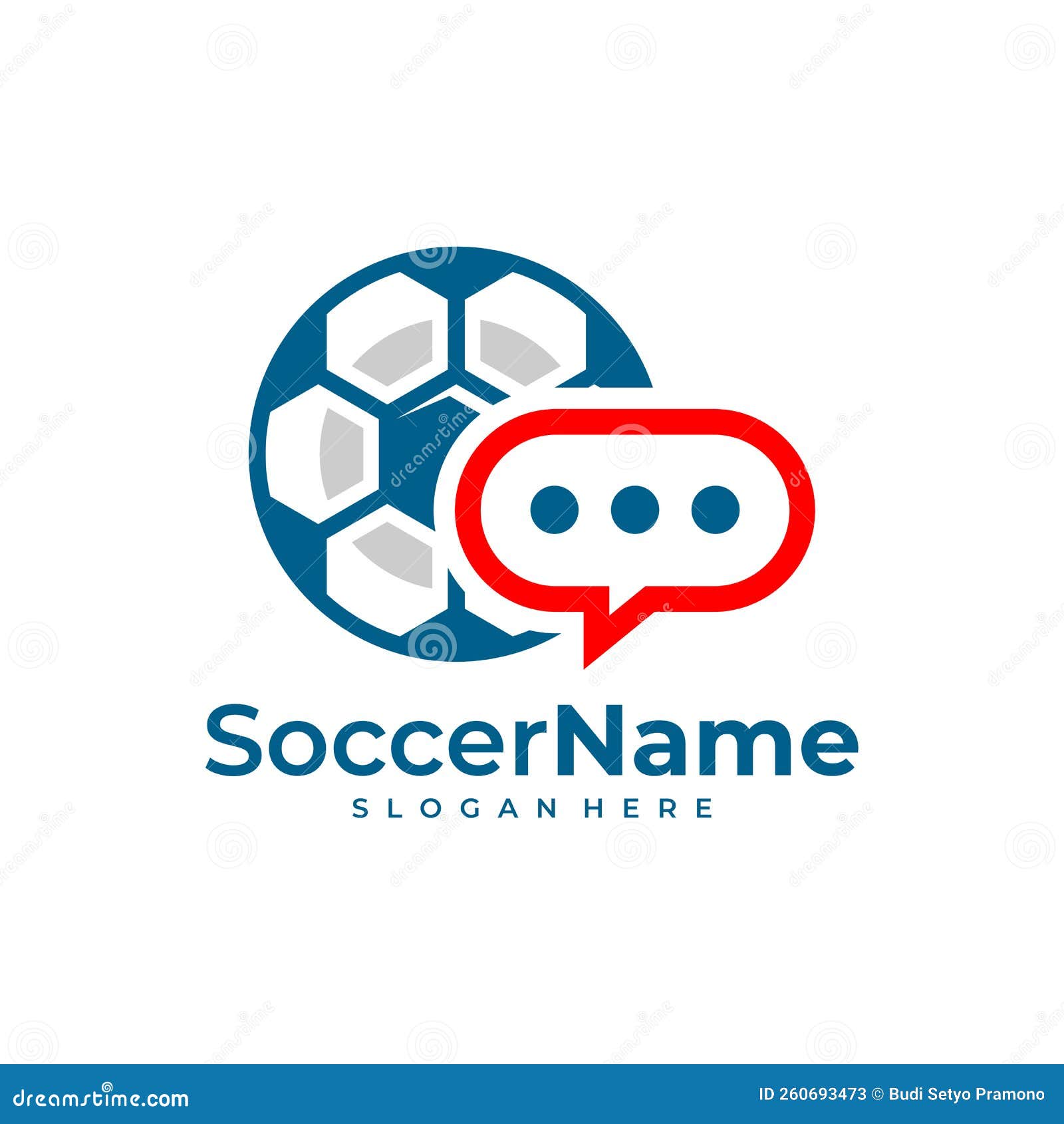 Chat Soccer Logo Template, Football Logo Design Vector Stock