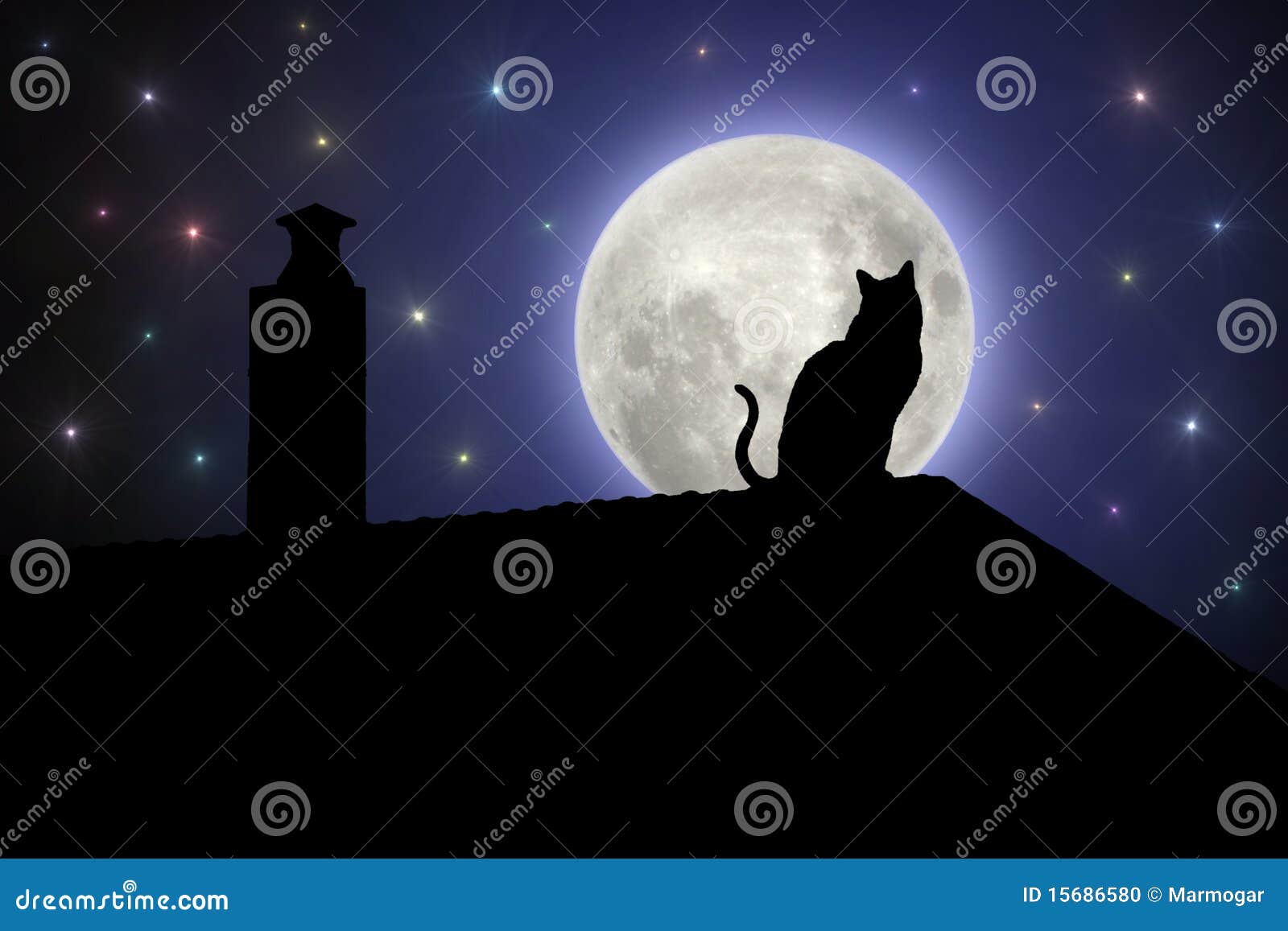 Chat Sur Le Toit La Nuit Illustration Stock Illustration Du