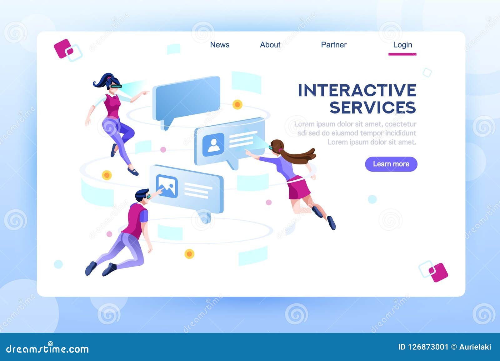 Chat Virtual World Concept  Page Template Stock Vector