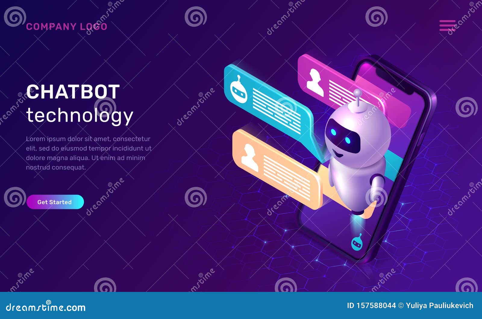 Chatbot Technology, Artificial Intelligence Concept Stock Vector