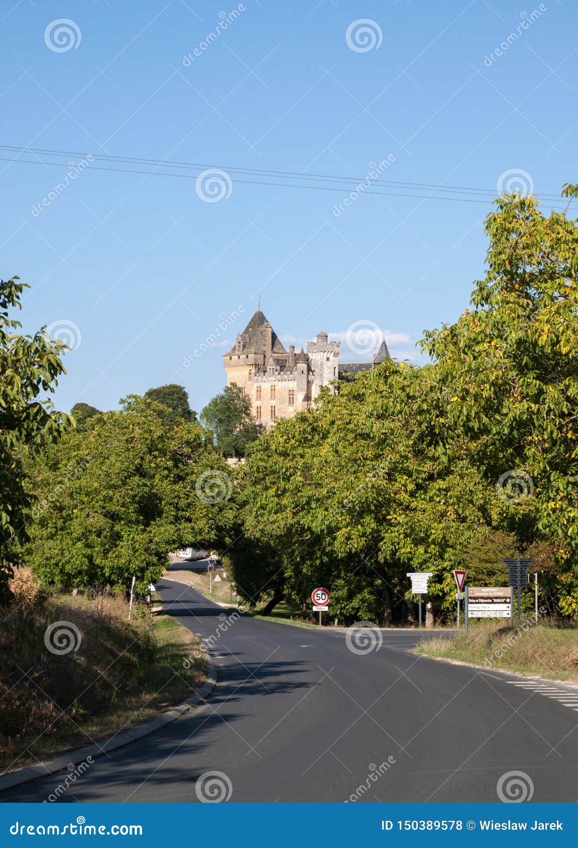 Chateau De Montfort in the Dordogne Valley. Stock Photo - Image of