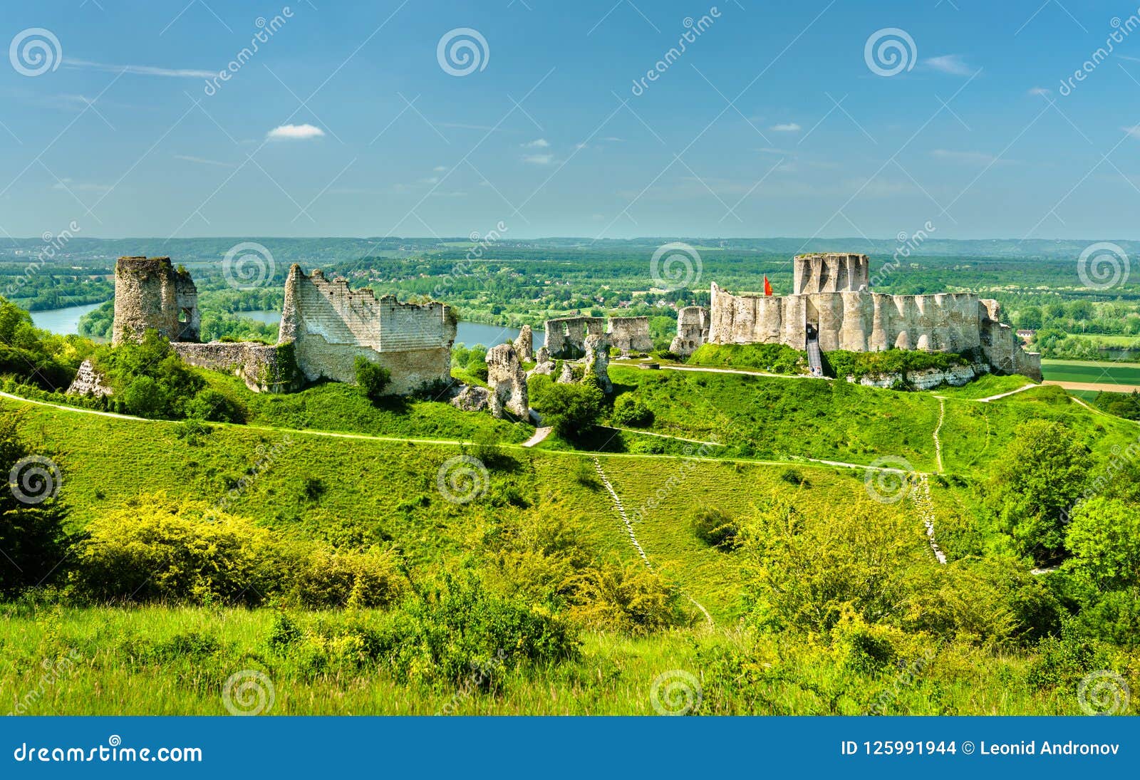 chateau gaillard, a ruined medieval castle in les andelys town - normandy, france