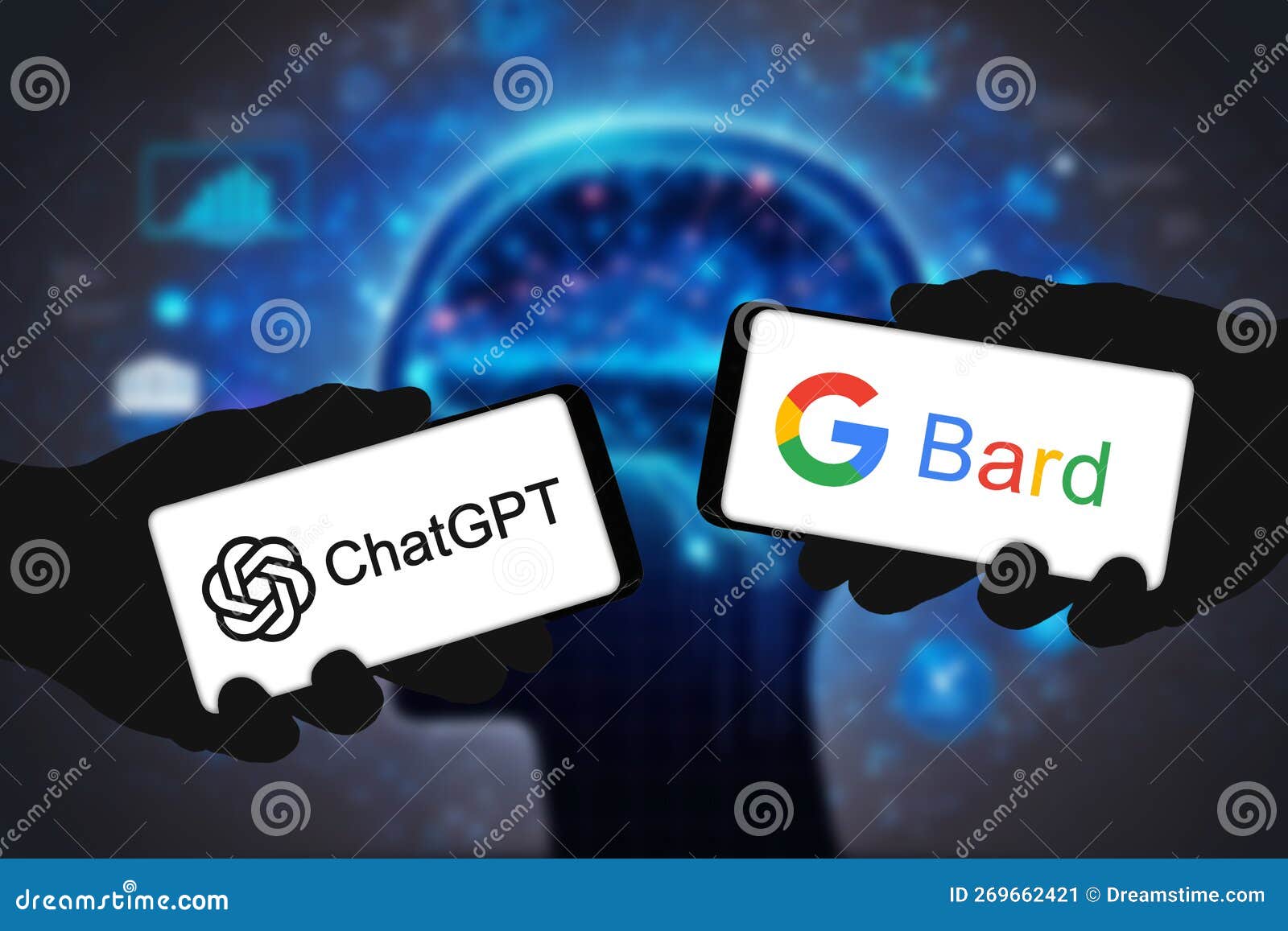 ChatGPT and Google Bard - AI Chatbot Technology Editorial Photo - Image