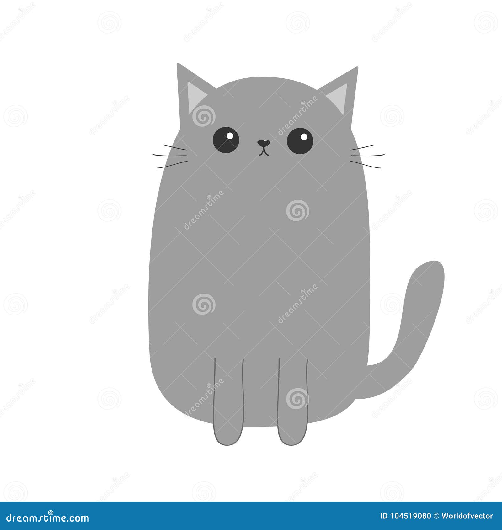 Chaton Gris De Chat Caractere Mignon De Minou De Bande Dessinee Animal De Kawaii Visage Drole Avec Des Yeux Moustaches Nez Ore Illustration De Vecteur Illustration Du Oeil Concept