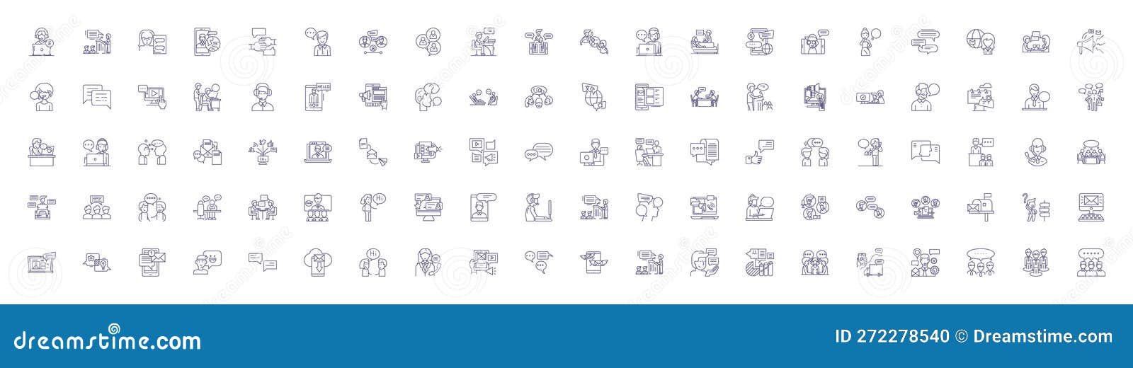 chatting people line icons signs set.  collection of conversing, chatting, connecting, interacting, gossiping