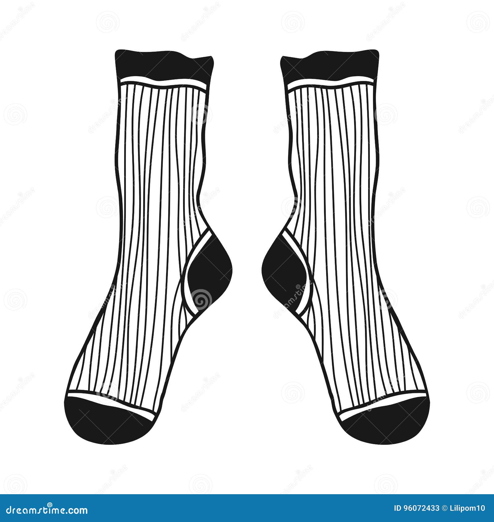 Chaussettes De Griffonnage Illustration Noire Et Blanche Pour Chaussettes De Griffonnage Illustration Noire Et Blanche Pour Livre De Coloriage Pages Illustration de Vecteur
