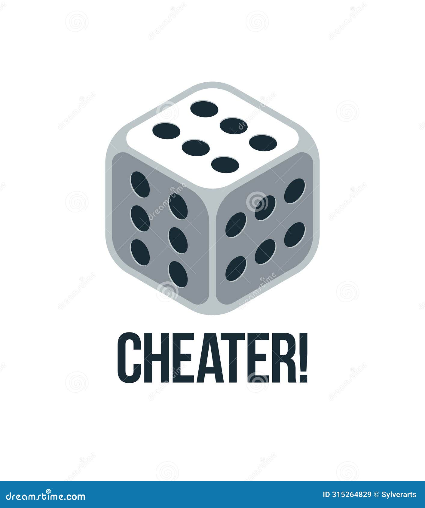 cheater concept with dice that have number 6 on every side 