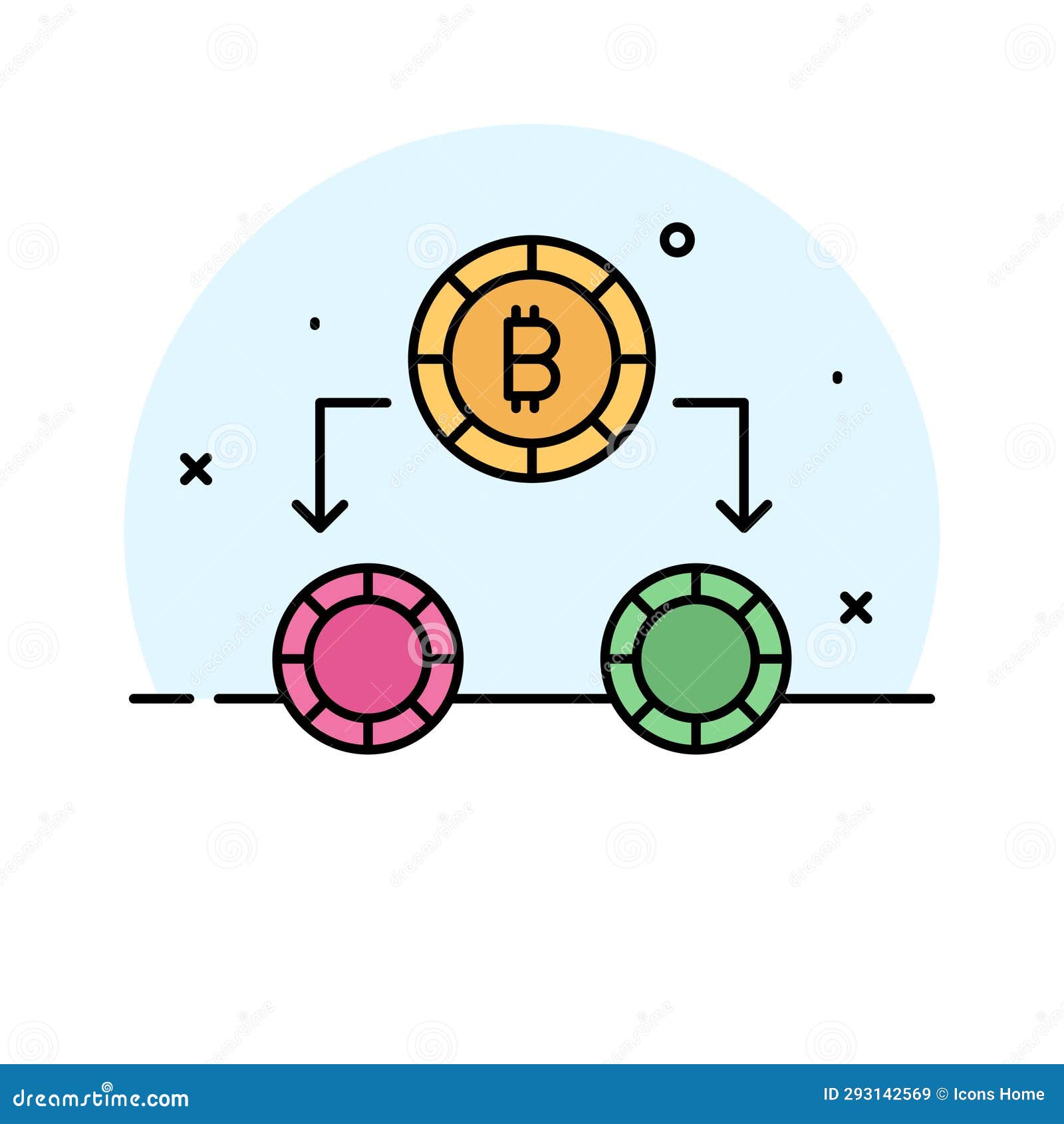 Check this Amazing Vector of Double Spending, Cryptocurrency Collection  Icon Stock Vector - Illustration of money, currency: 293142569