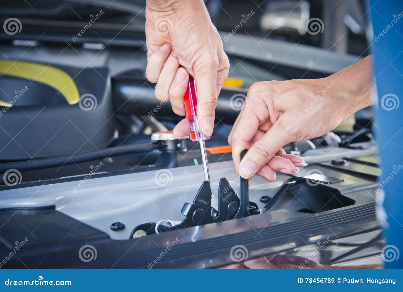 Check the car engine. stock image. Image of interior 78456789