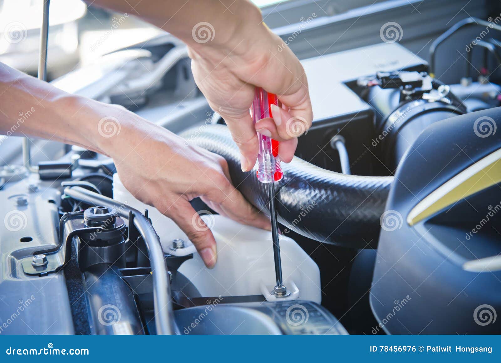 Check the car engine. stock photo. Image of garage, maintenance 78456976