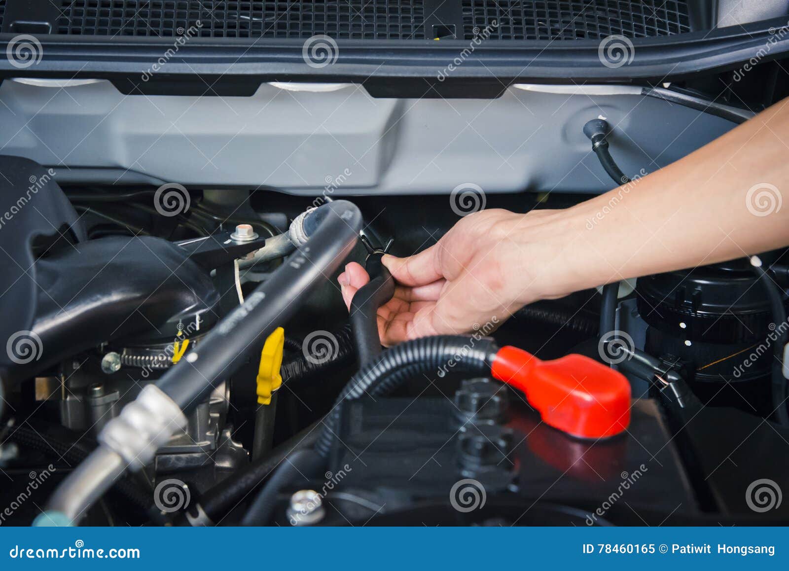 Check the car engine. stock image. Image of automotive 78460165