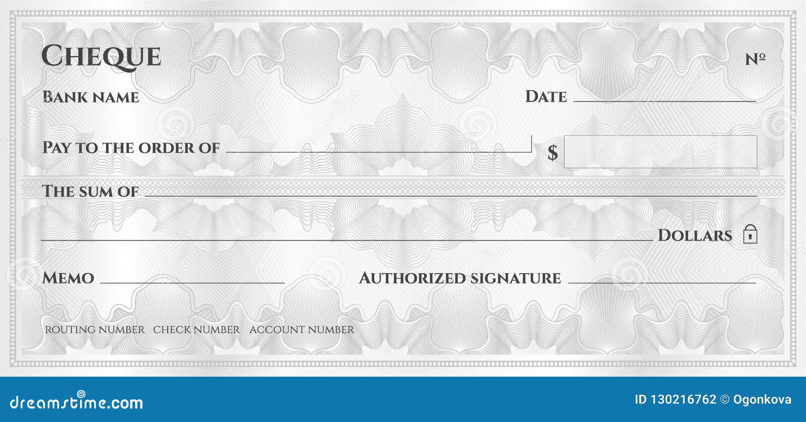 Check, Cheque Chequebook Template. Guilloche Pattern with Abstract ...