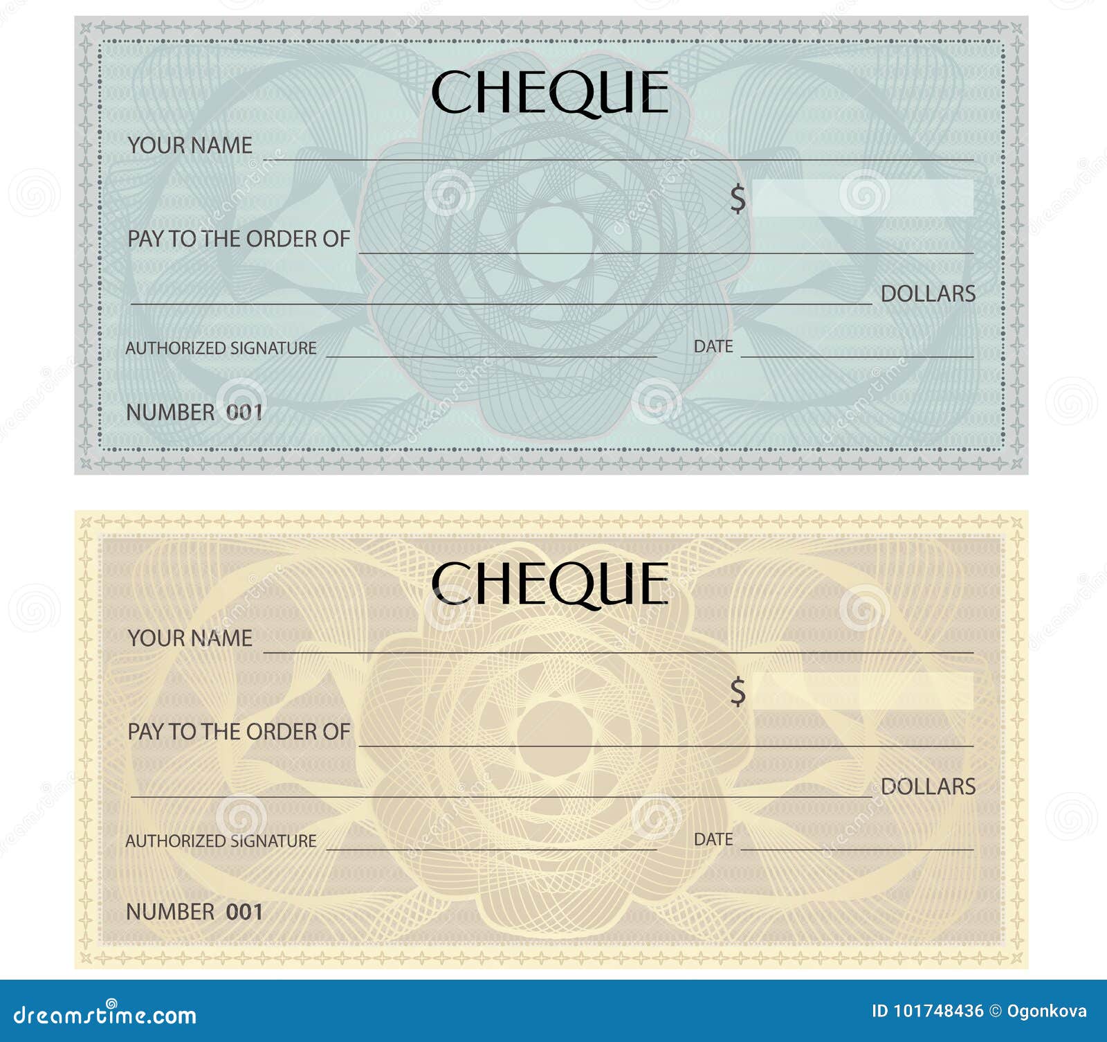 Check Cheque, Chequebook Template. Guilloche Pattern with Watermark ...