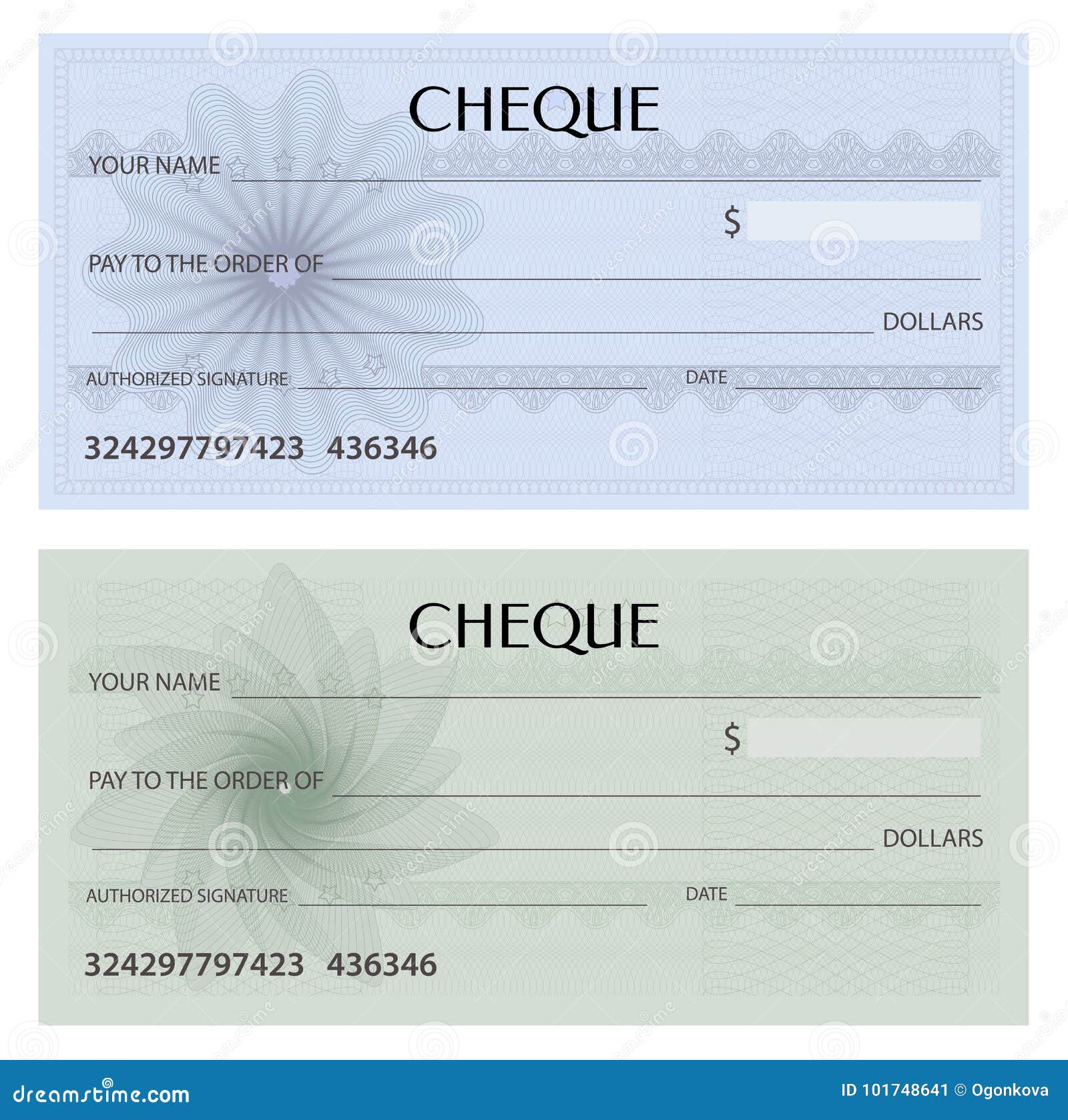 Check Cheque, Chequebook Template. Guilloche Pattern with Watermark ...