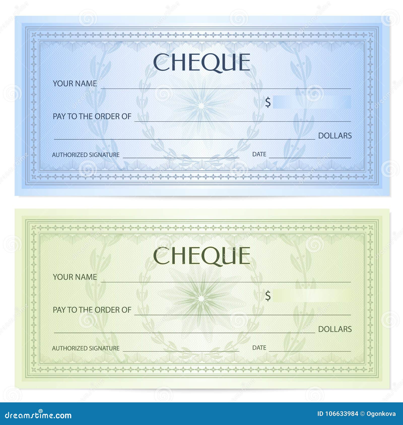 Check Cheque, Chequebook Template. Guilloche Pattern with Watermark ...