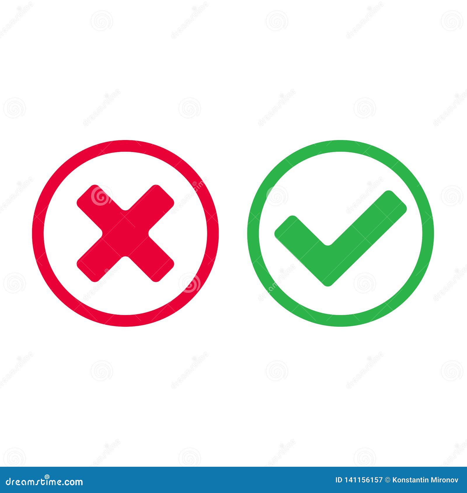 check mark icon signs  . yes or no, right and wrong flat  version of check mark buttons.