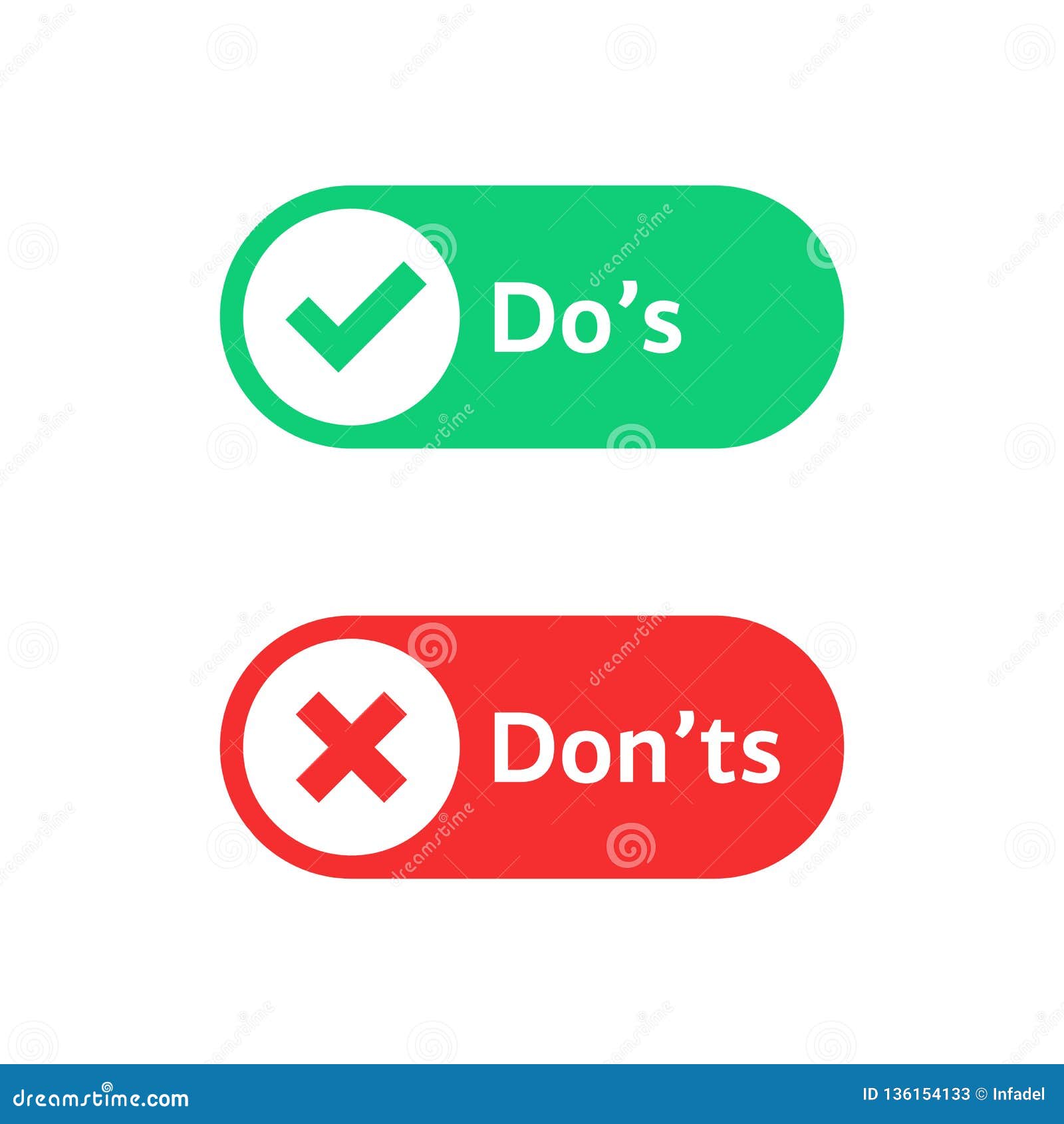 check marks ui button with dos and donts