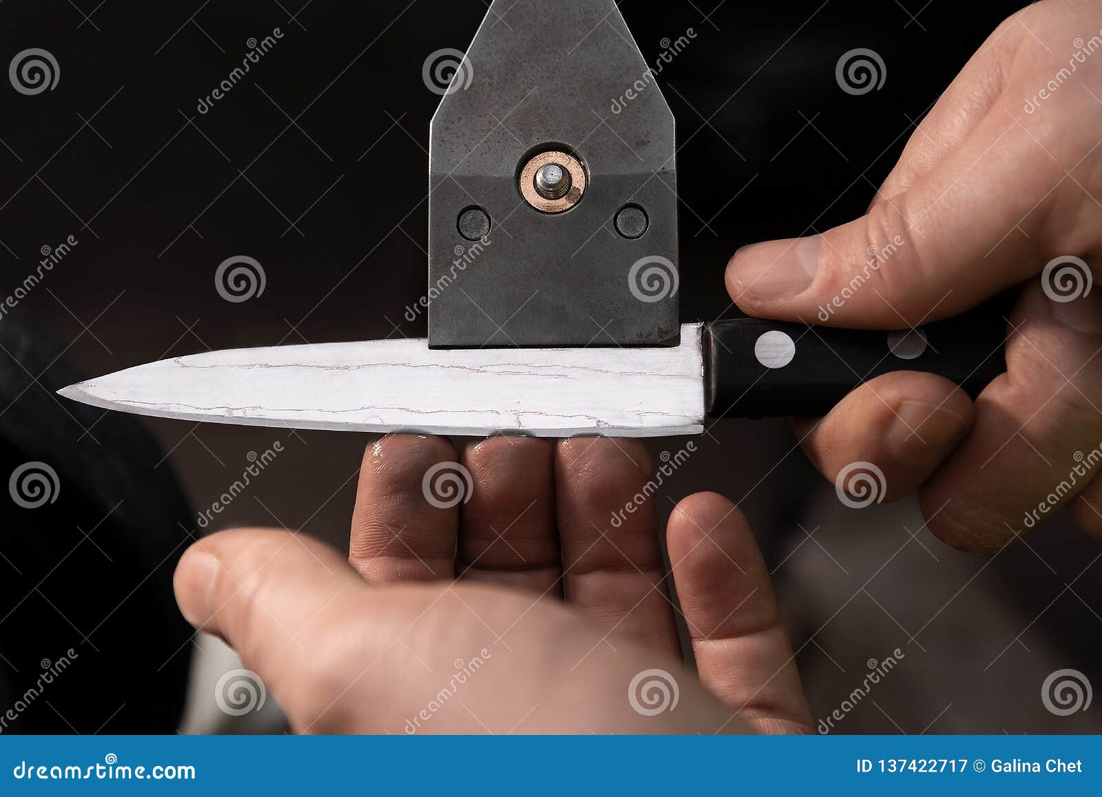 Check the Sharpened Knife for Burrs Stock Image Image of arms, check