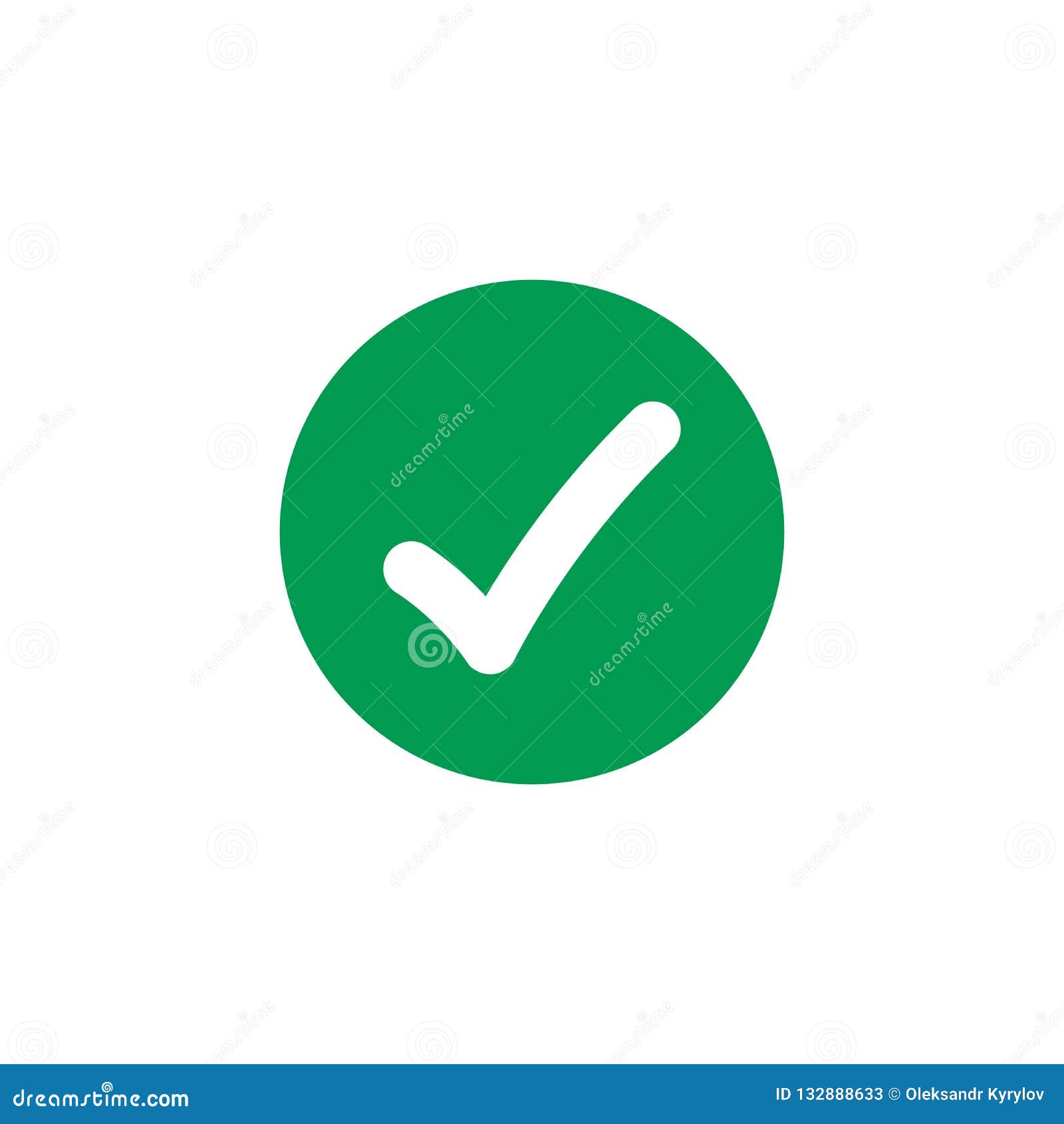 Check Tick Mark in Green Circle. Vector Illustration Isolated on White ...
