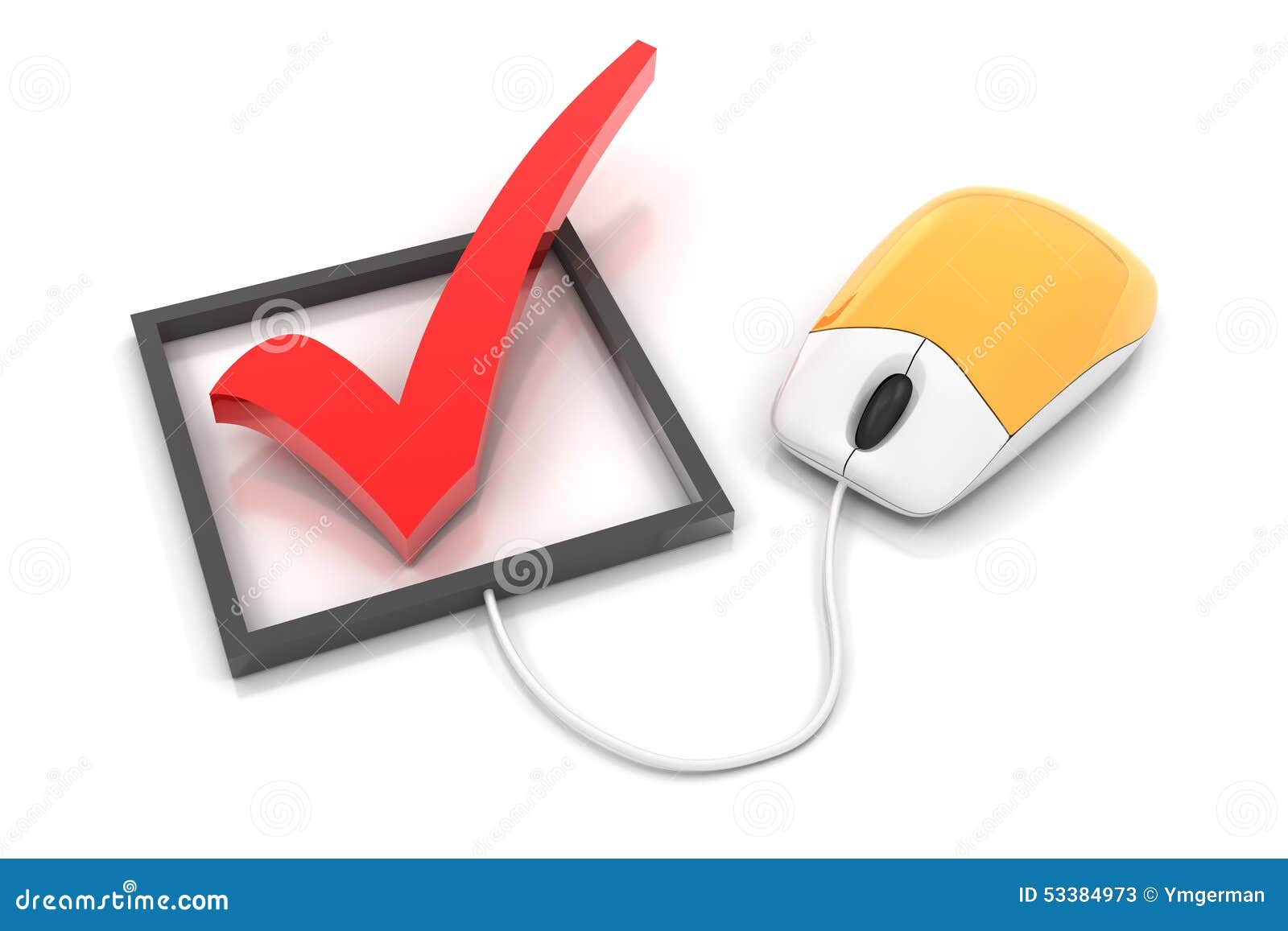 checkbox with computer mouse, 3d render