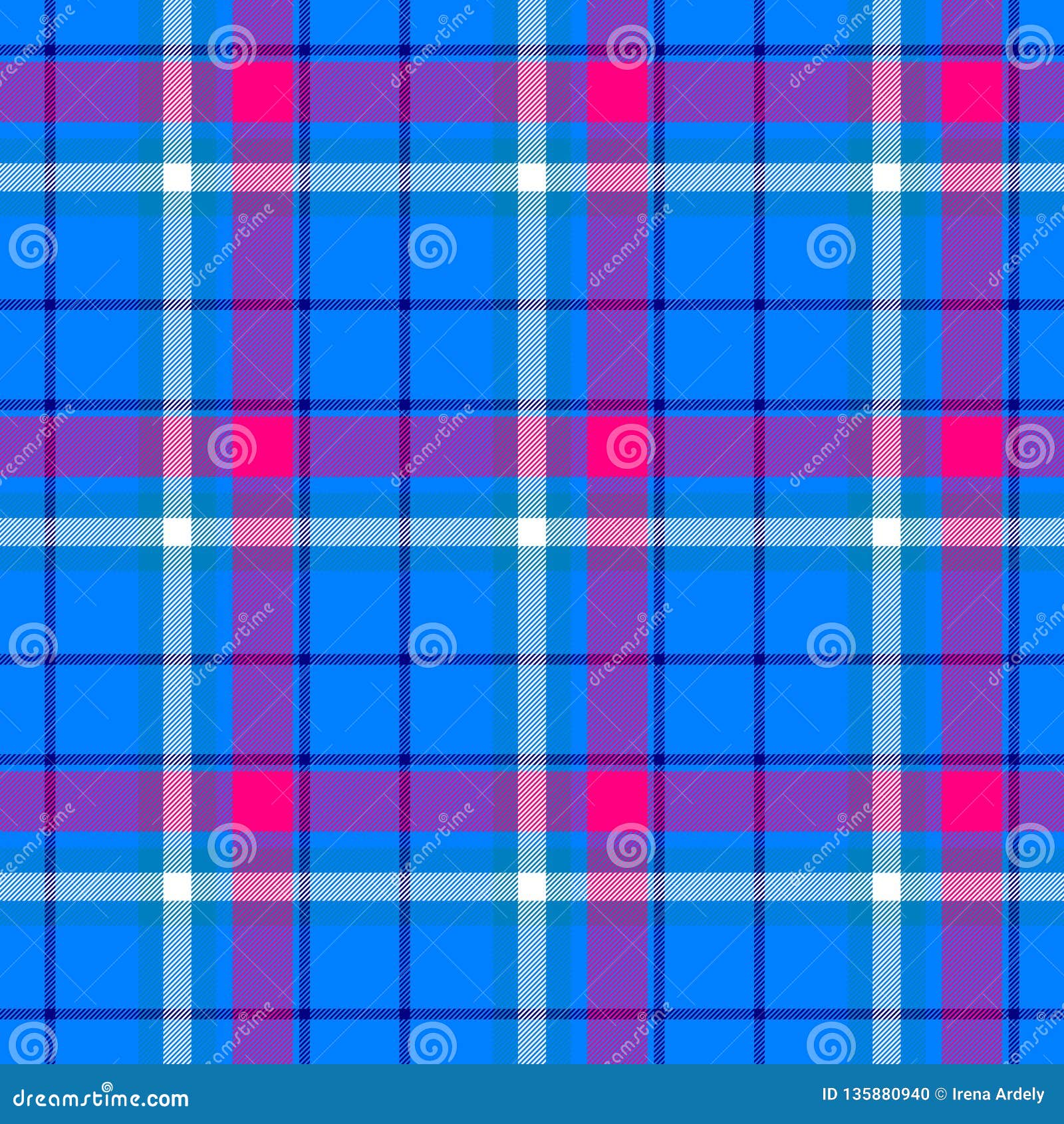 Light Blue, Pink and White Plaid Fabric