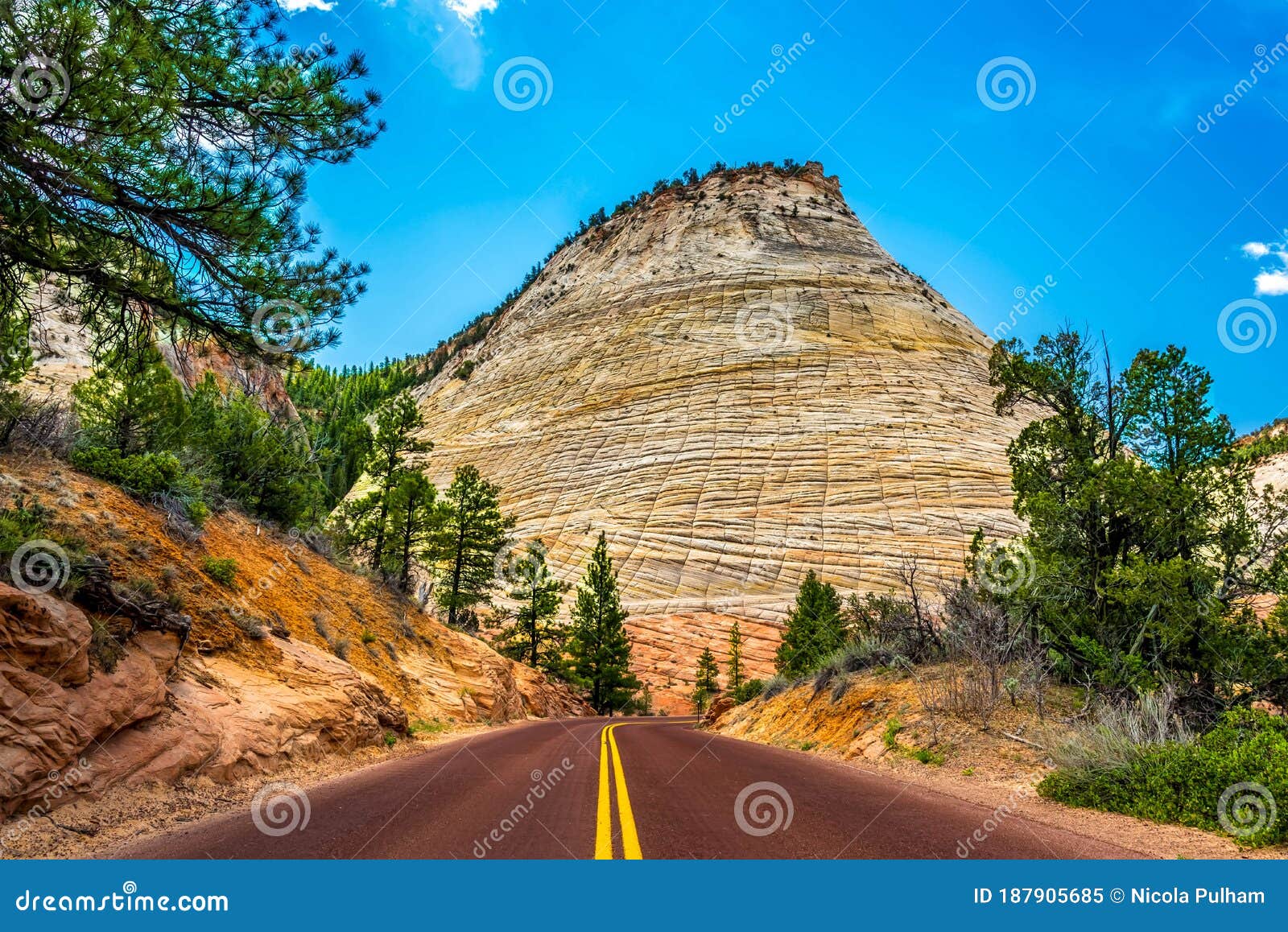 a checkerboard mesas dominates the road to zion national park, utah