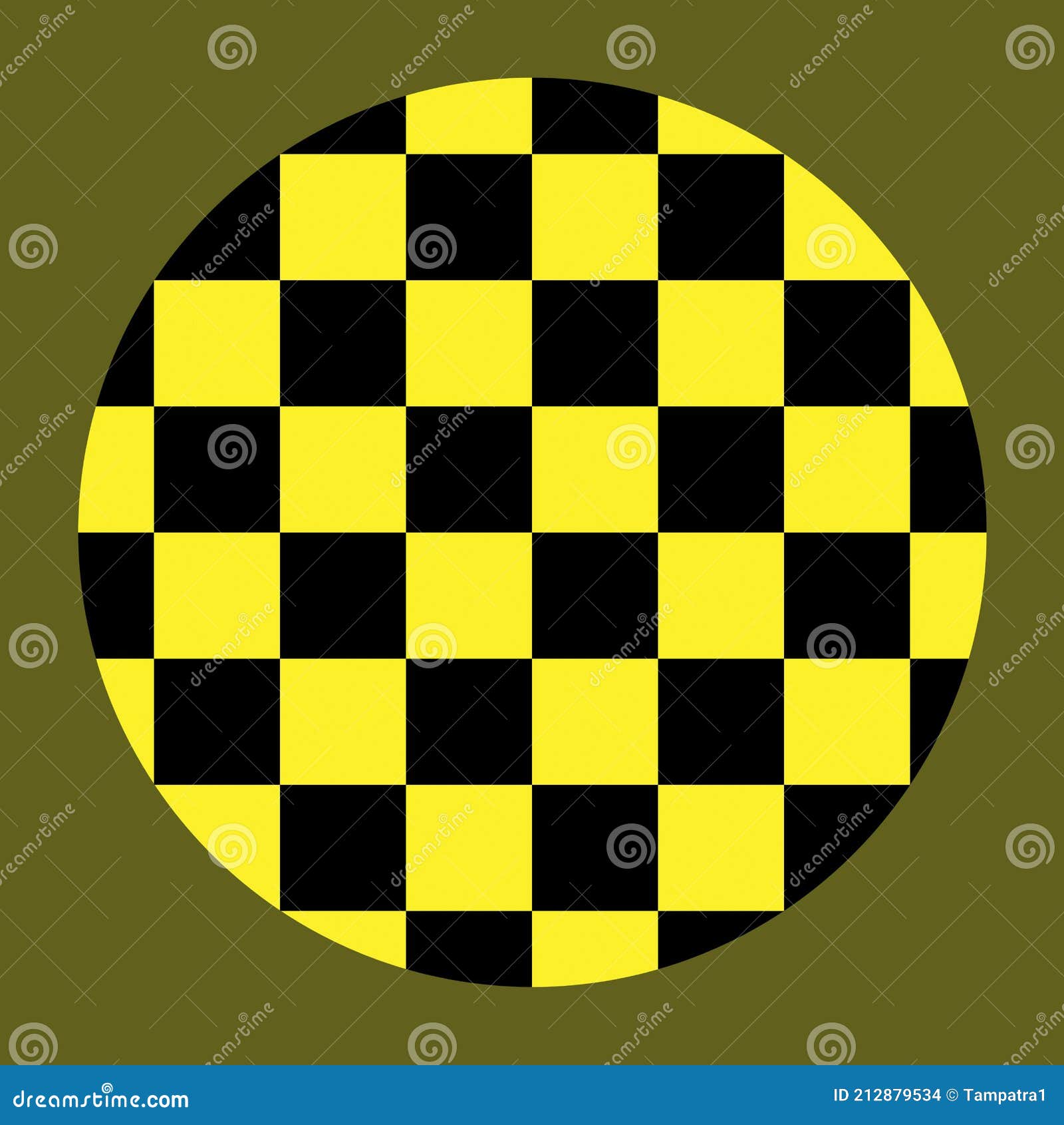 Checkered Abstract Wallpaper, Black and Yellow Circle Illusion Pattern